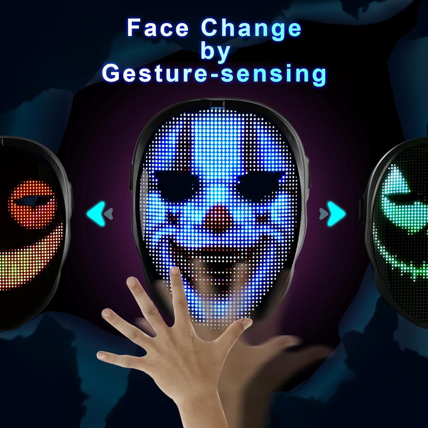 Face Transforming LED Mask with Bluetooth Programmable - LED Light Up Halloween Mask Digital Luminous Mask for Costume