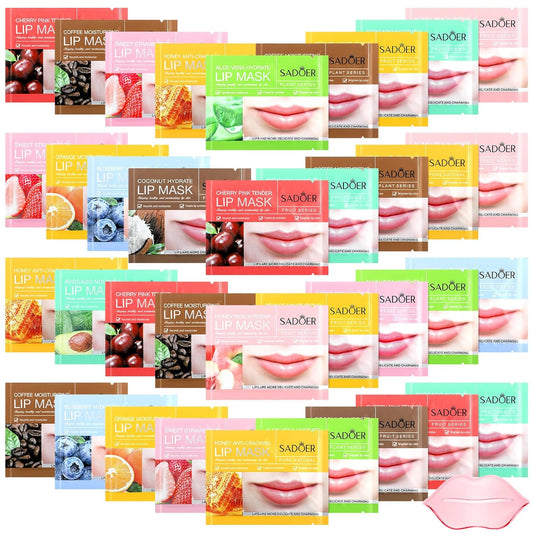 60 Pcs Moisturizing Lip Mask Eye Pads Lip Eyes Care Pads Mask Multi Pack Lip and Under Eye Patches for Puffy Eyes Spa Moisturizing Skincare Eye Lip Treatment (Lip)