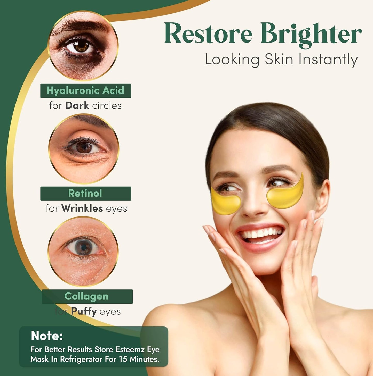 24K Gold Under Eye Patches For Puffy Eyes (36 Pairs Individually Wrapped) - Collagen Enriched Under Eye Masks for Dark Circles and Puffiness, Hyaluronic Acid Under Eye Mask Patches for Wrinkles