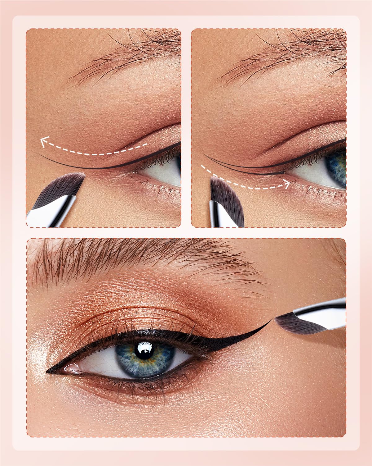 EIGSHOW Eyeliner Brush Gel Eyeliner Makeup Brush for Precise Eye Liner Eyebrow Eyelid Ultra Thin with Curved Bristle (E865 2Pieces)