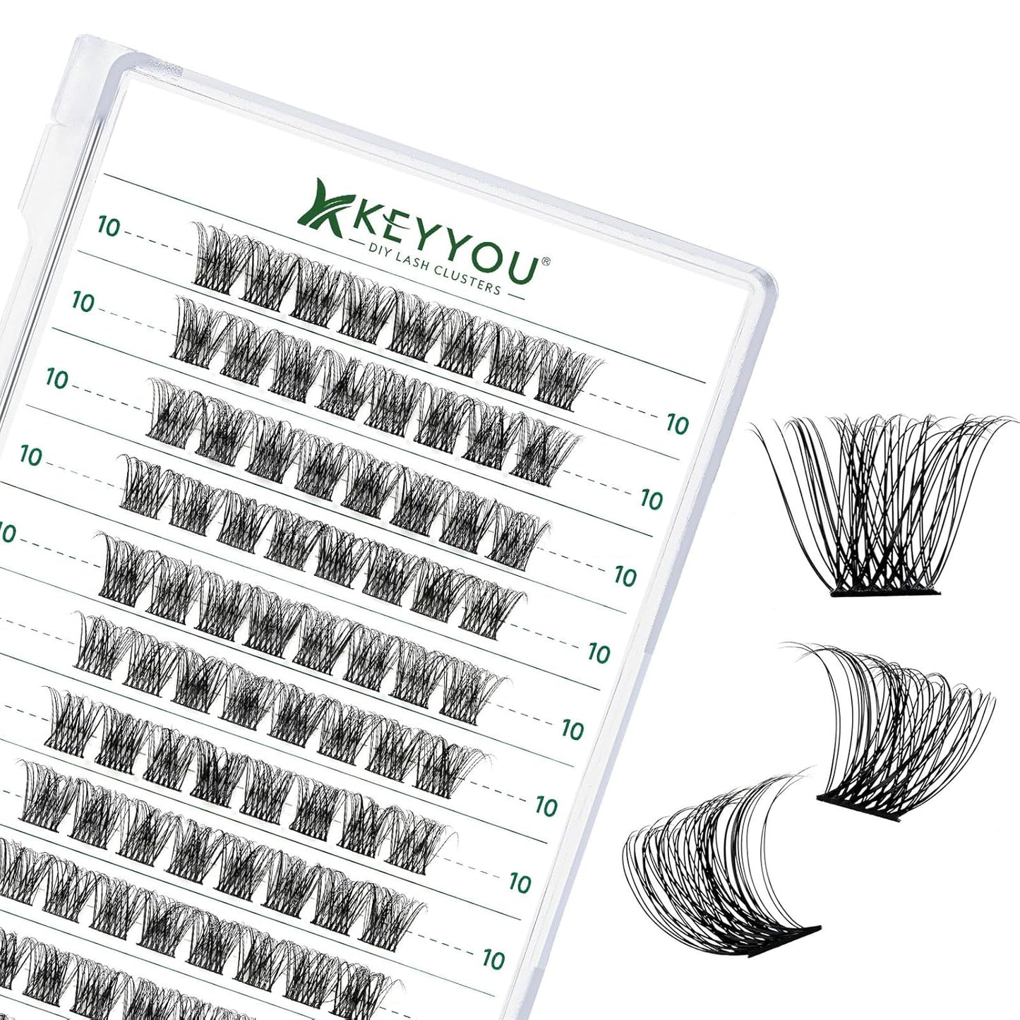 Lash Clusters 96pcs Individual Lashes D Curl 10mm Cluster Lashes KEYYOU Volume Wispy Lash Extension Soft&Comfortable Easy DIY at Home(Y11 D-10mm)