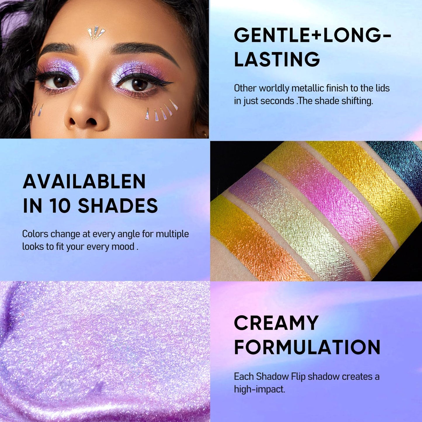 MAKI YIKA 3Pc Glitter Eyeshadow Liquid Multichrome Eyeshadows Long Lasting, Metallic Chameleon Eye Shadow Smudgeproof Holographic Eye Topper Glitters (#1+3+6)