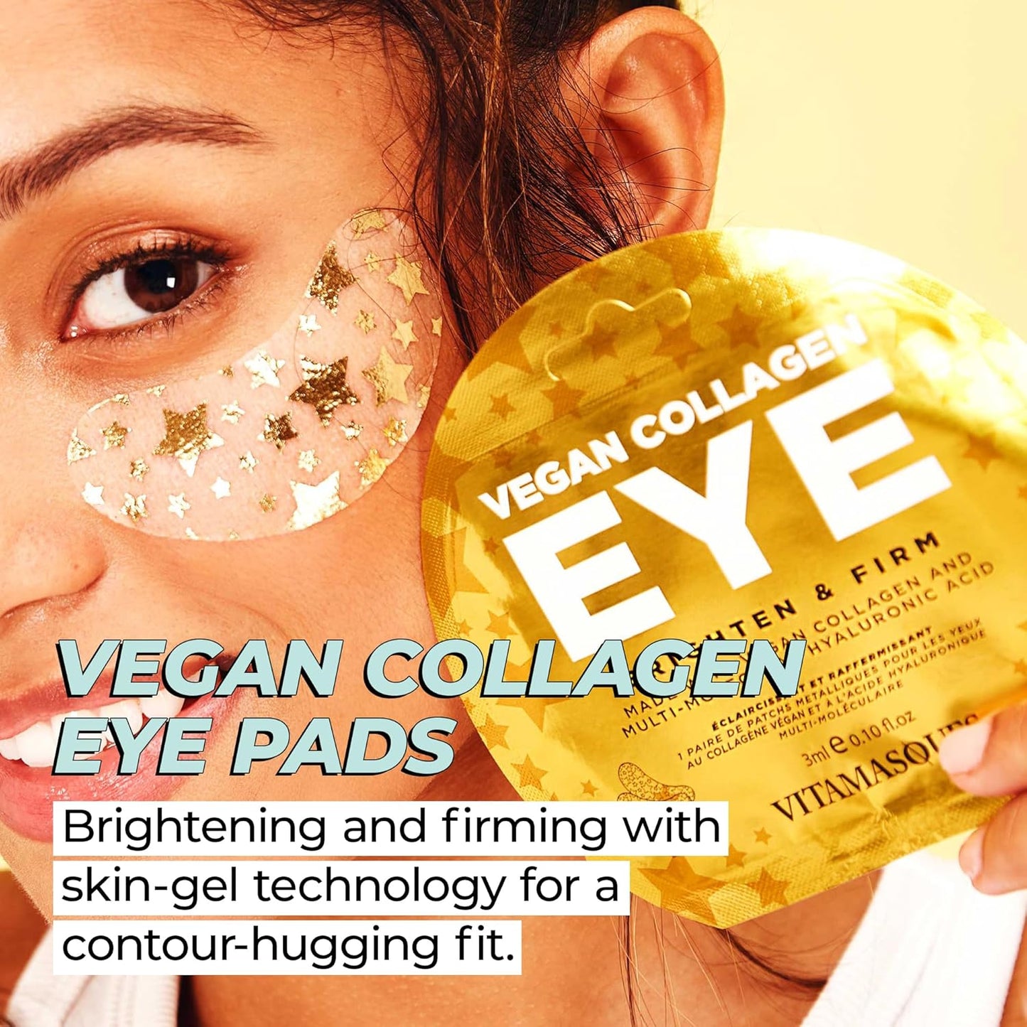 Vitamasques Vegan Collagen Eye Pads, 3-Pack - Firming & Brightening - Anti Aging Under Eyes Mask to Reduce Fine Lines, Puffiness, Wrinkles & Dark Circles - Hyaluronic Acid - Vegan & Cruelty-Free