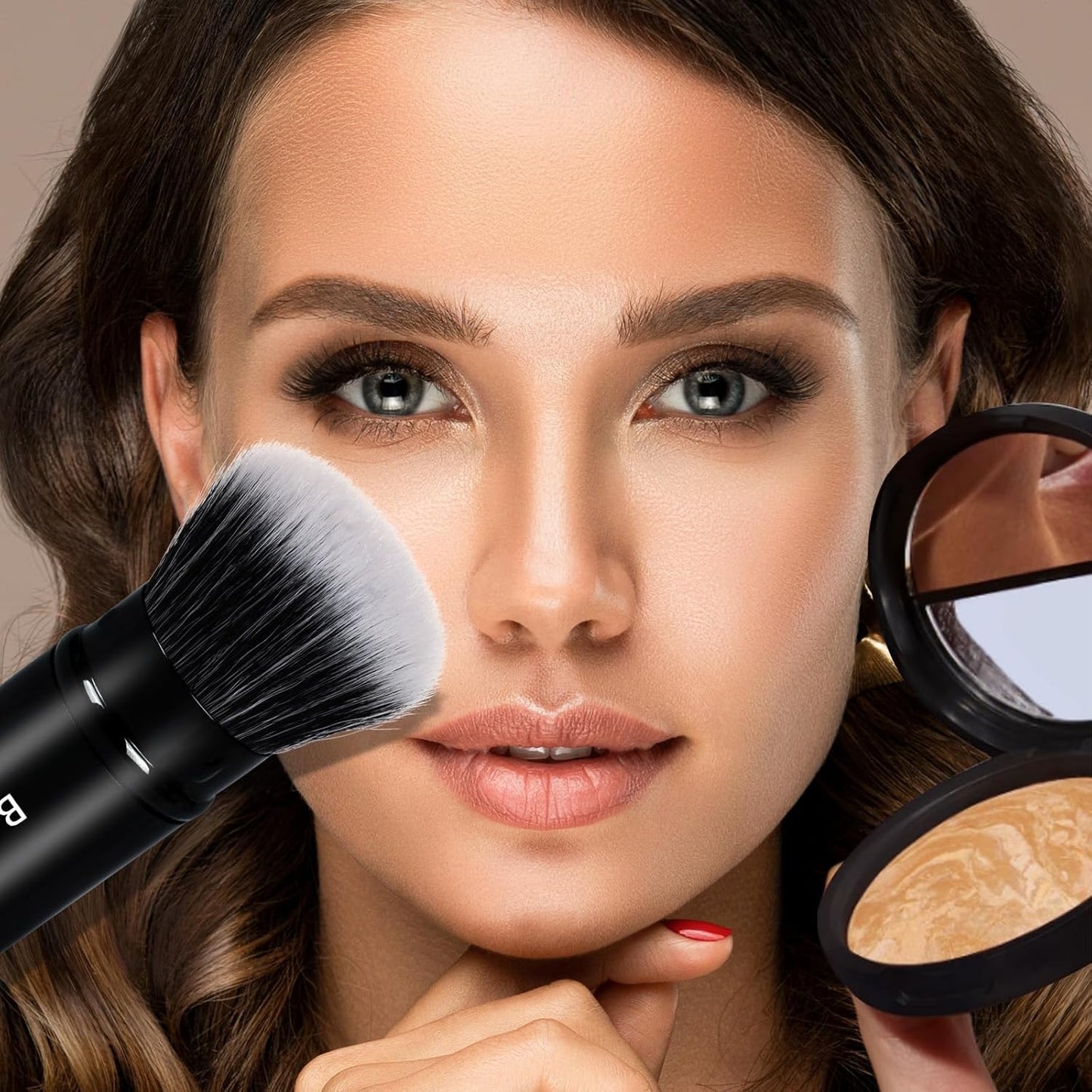 Makeup Brush Kabuki Face Brushes Retractable Travel Blush Kabuki Brush Portable Flawless for Foundation, Powder Blush, Bronzer, Buffing, Liquid, Cream, Cruelty Free with Cover