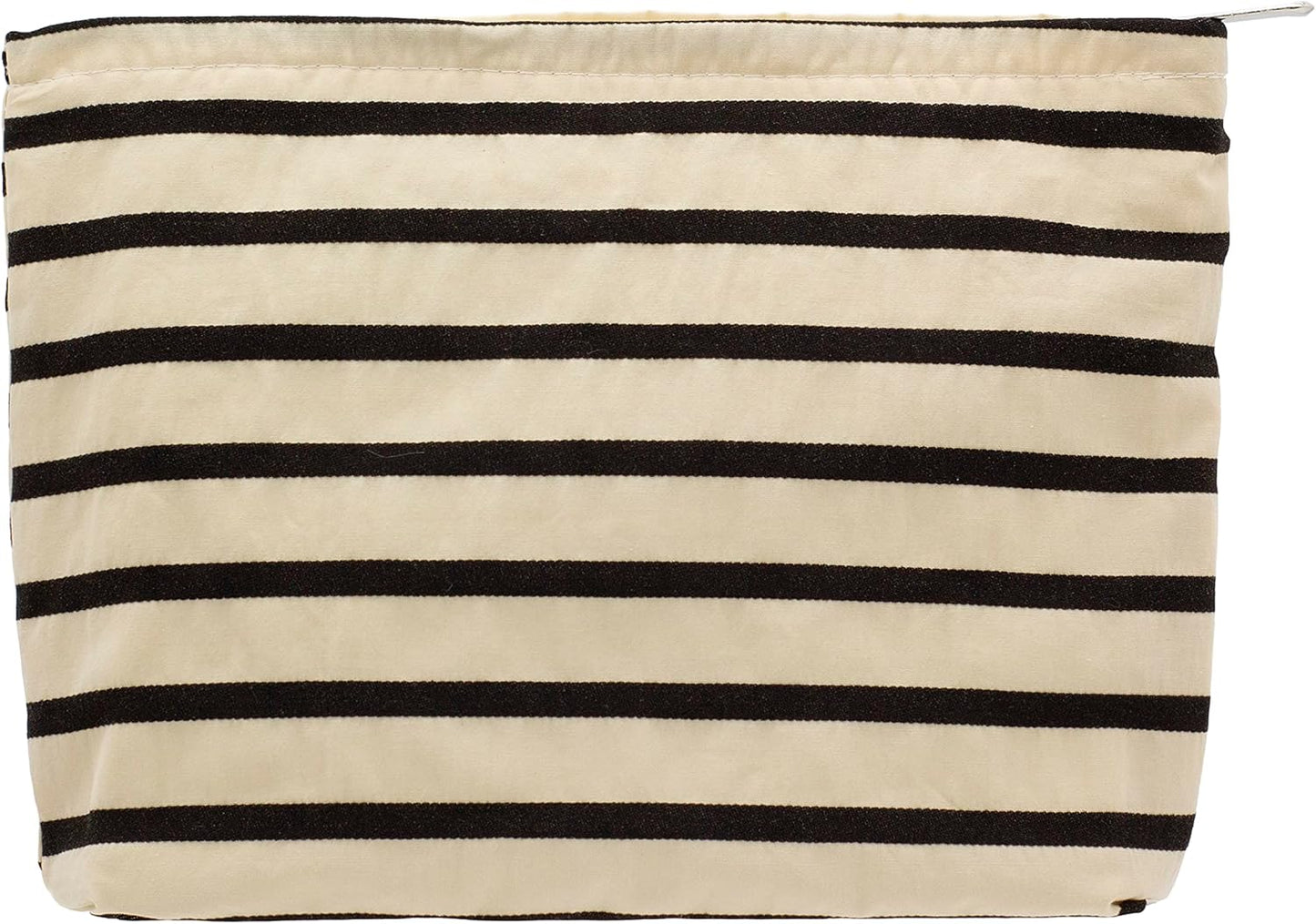 PAZIMIIK Floral Makeup Bag Large Cotton Zipper Pouch for Purse Travel Canvas Make Up Organizer for Women Cosmetic,Stripe White