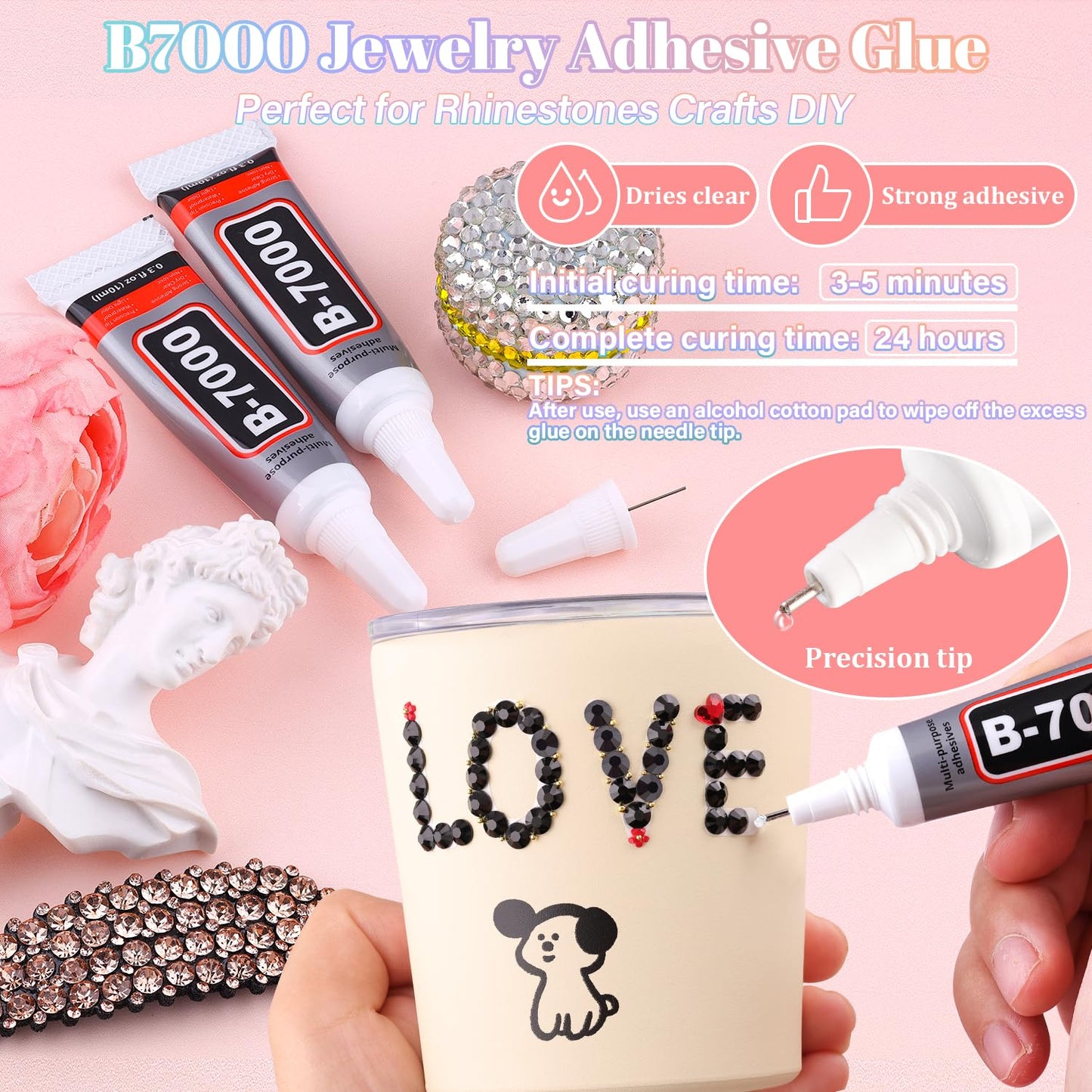 30000Pcs Resin Black Rhinestones for Bedazzling Crafting with b7000 Jewelry Glue, Bulk Flatback Gems Bedazzler Kit for Crafts Clothes Shoes Fabric Nail Diamond Art, Assorted Size 2/3/4/5/6mm