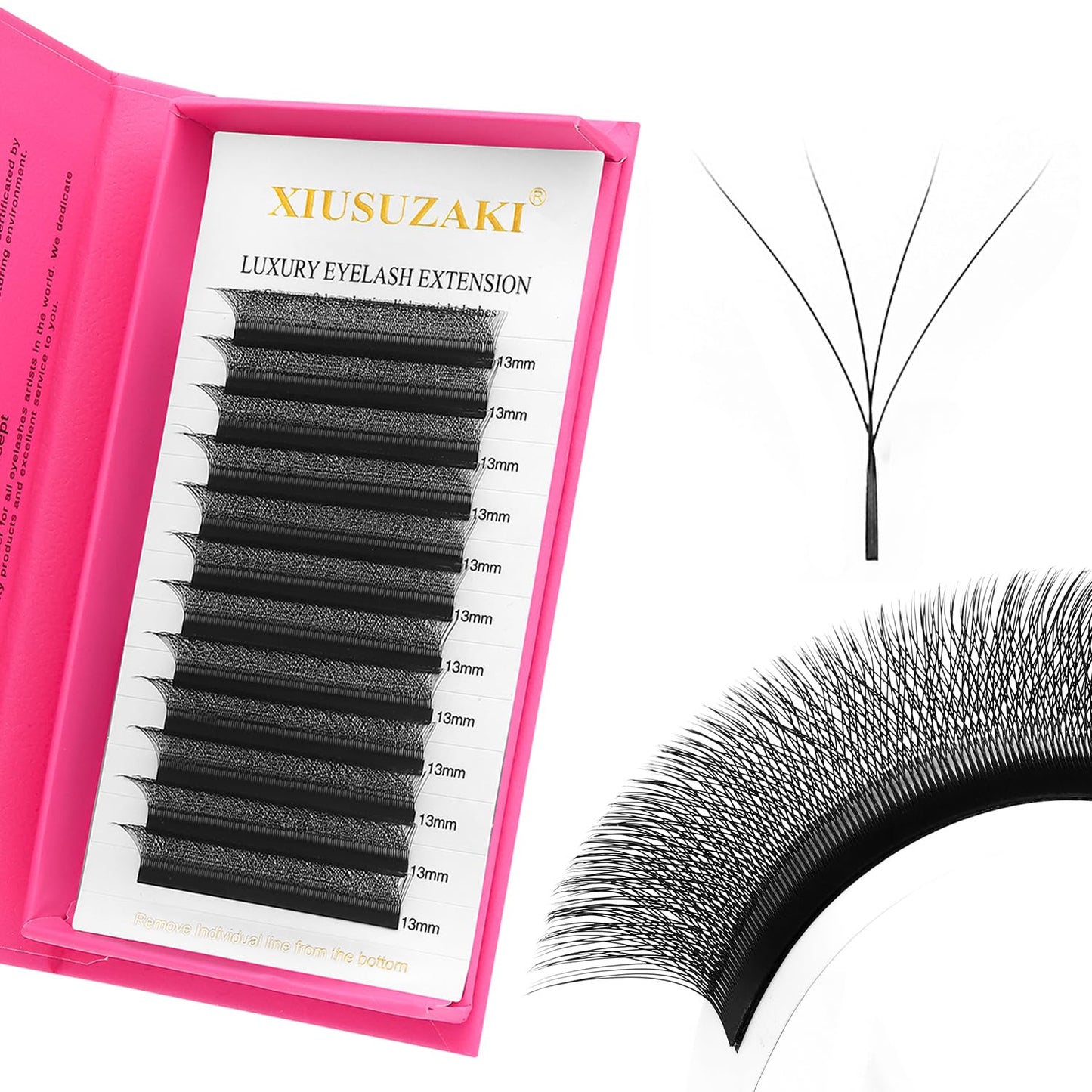W Lash Extensions Supplies 4D Eyelash Extensions W Shape 0.07mm Thickness C Curl 11mm Premade Fans Easy Fan Lashes Volume Matte Black 12 Rows Crisscross Eye Lashes(W-4D-0.07-C,11mm)