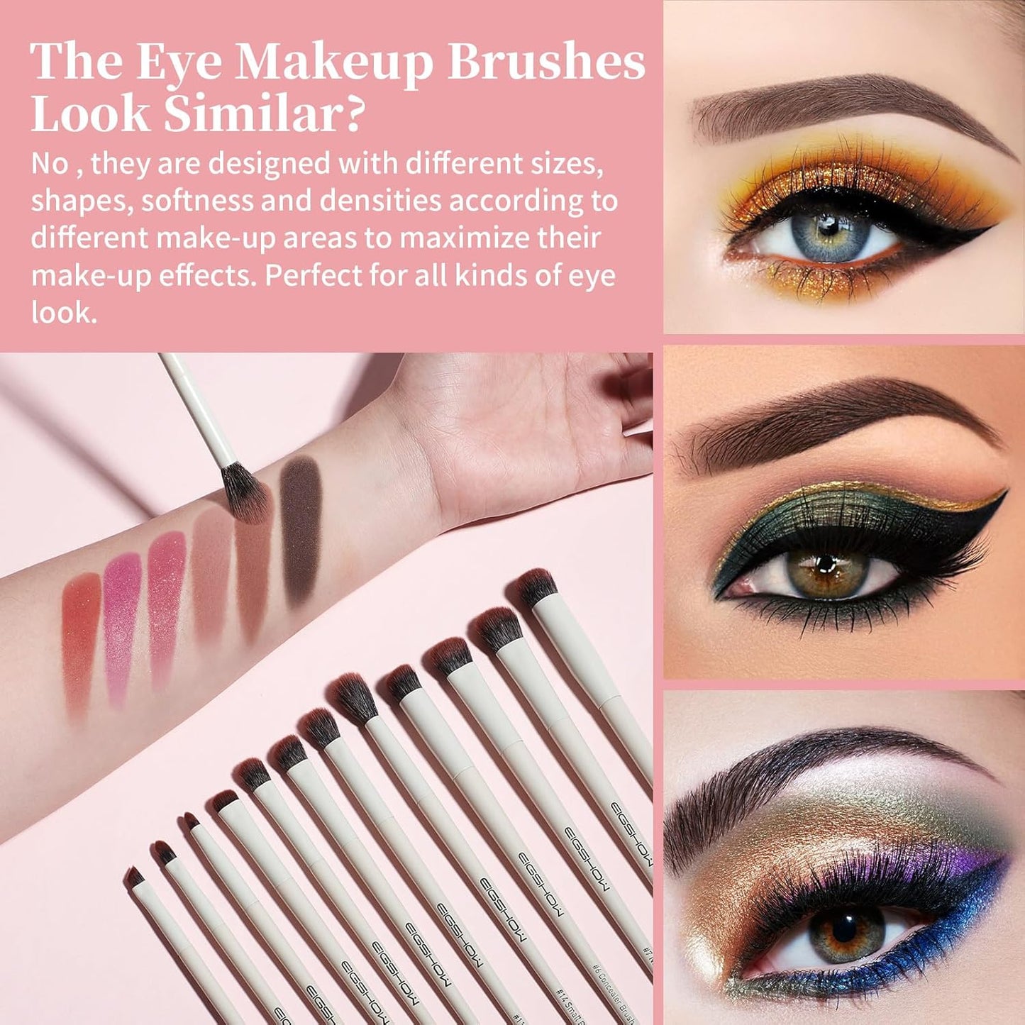 EIGSHOW Makeup Brushes, 18Pcs Professional Make Up Brush Set with Lables, For Foundation, Blush, Contour, Eyeshadow, Eyeliner, Cruelty-Free Vegan (MUA PRO)