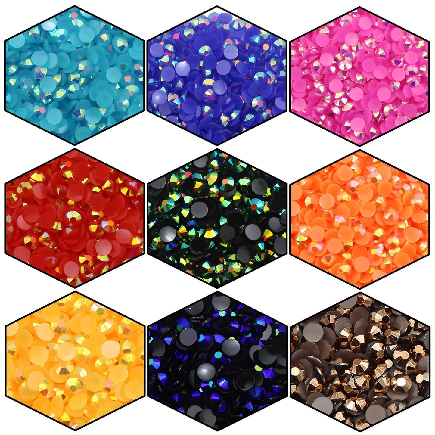 1440 Pcs SS20 5mm Flatback Rhinestones for Nails Art Crafts Glitter Round Shine Gems AB Crystals DIY Clothes Shoes （Black-Bottom RoseRed AB）