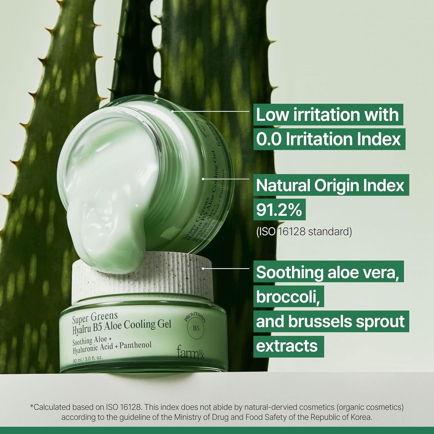 Farm Rx Super Greens Hyalru B5 Aloe Cooling Gel Cream (3fl oz) - Ultra-Lightweight Moisturizer, Plumping Hydration. Korean Skin Care. Hyaluronic Acid, Panthenol, Vegan.