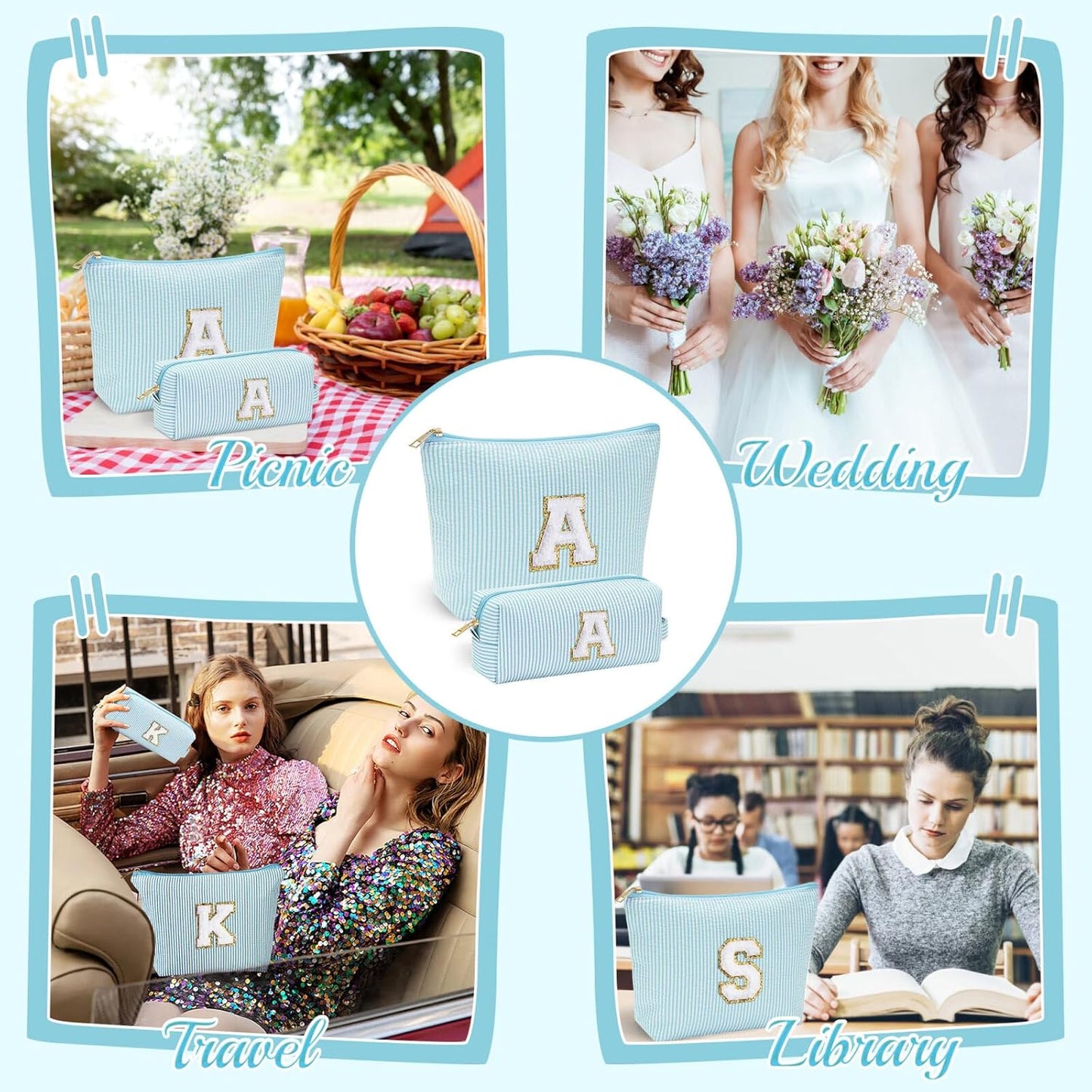 YOOLIFE 2 Travel Makeup Bags for Women - Cute Makeup Bag Makeup Bag Organizer Make Up Bag Travel Essentials Makeup Bag Personalized Gifts Friend Gifts for Women Teenager Bridesmaids Letter B