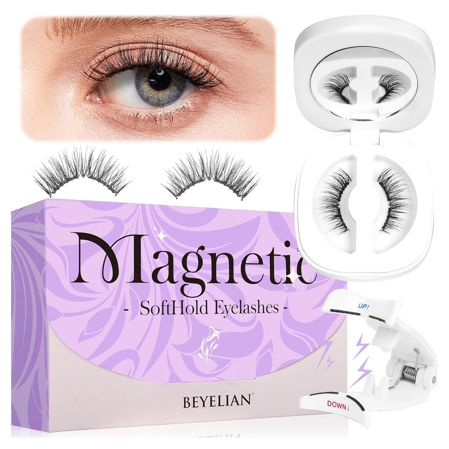 BEYELIAN Magnetic Eyelashes Natural Look Soft Magnetic Lashes with Applicator Reusable No Glue Needed False Eyelashes Easy to Wear and Remover