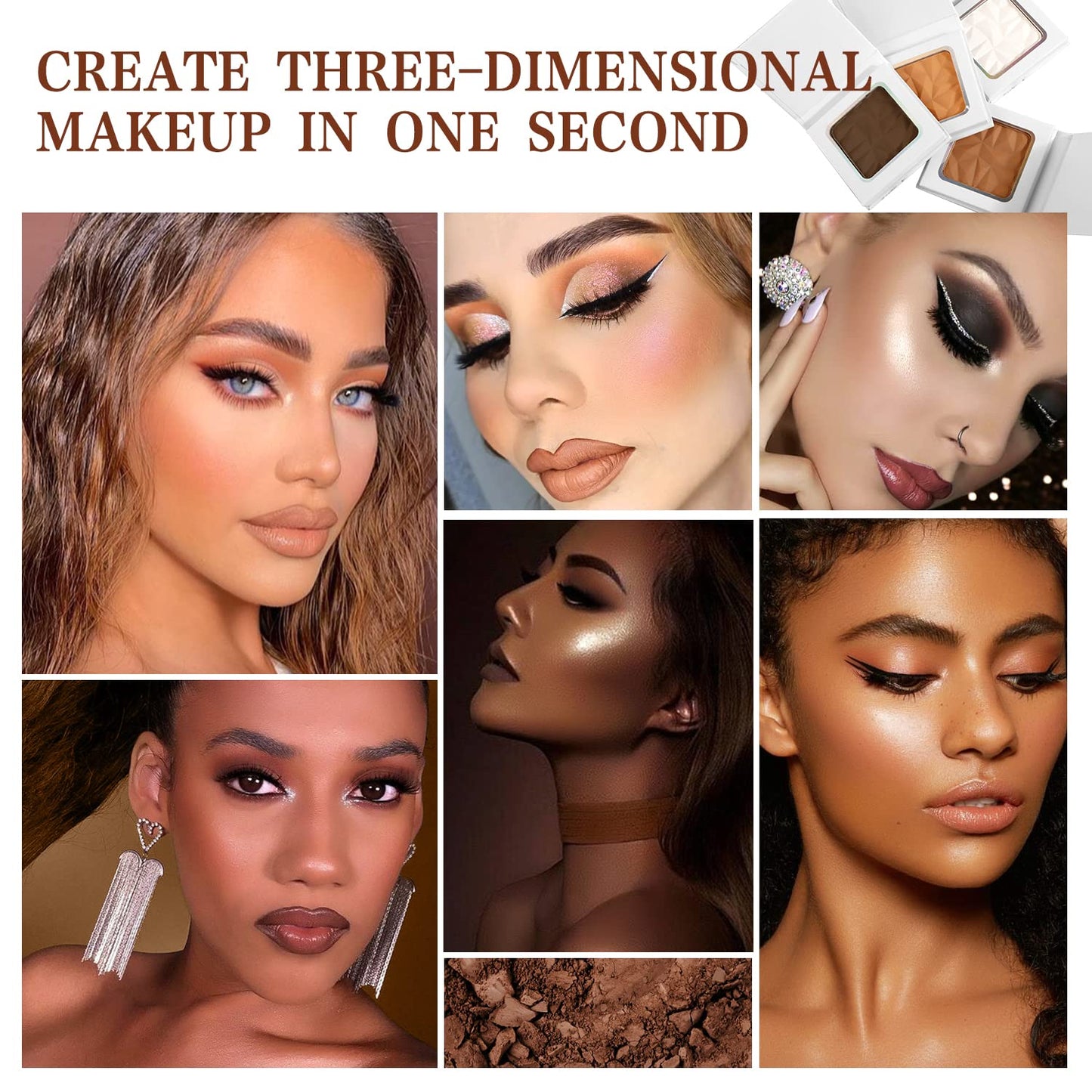 Matte White Highlight Contour Palette Bright,Mini Professional Matte Contouring Makeup Pallet for Face,Long Lasting Smooth Powder for Face,Convenient,Cruelty-Free & Vegan