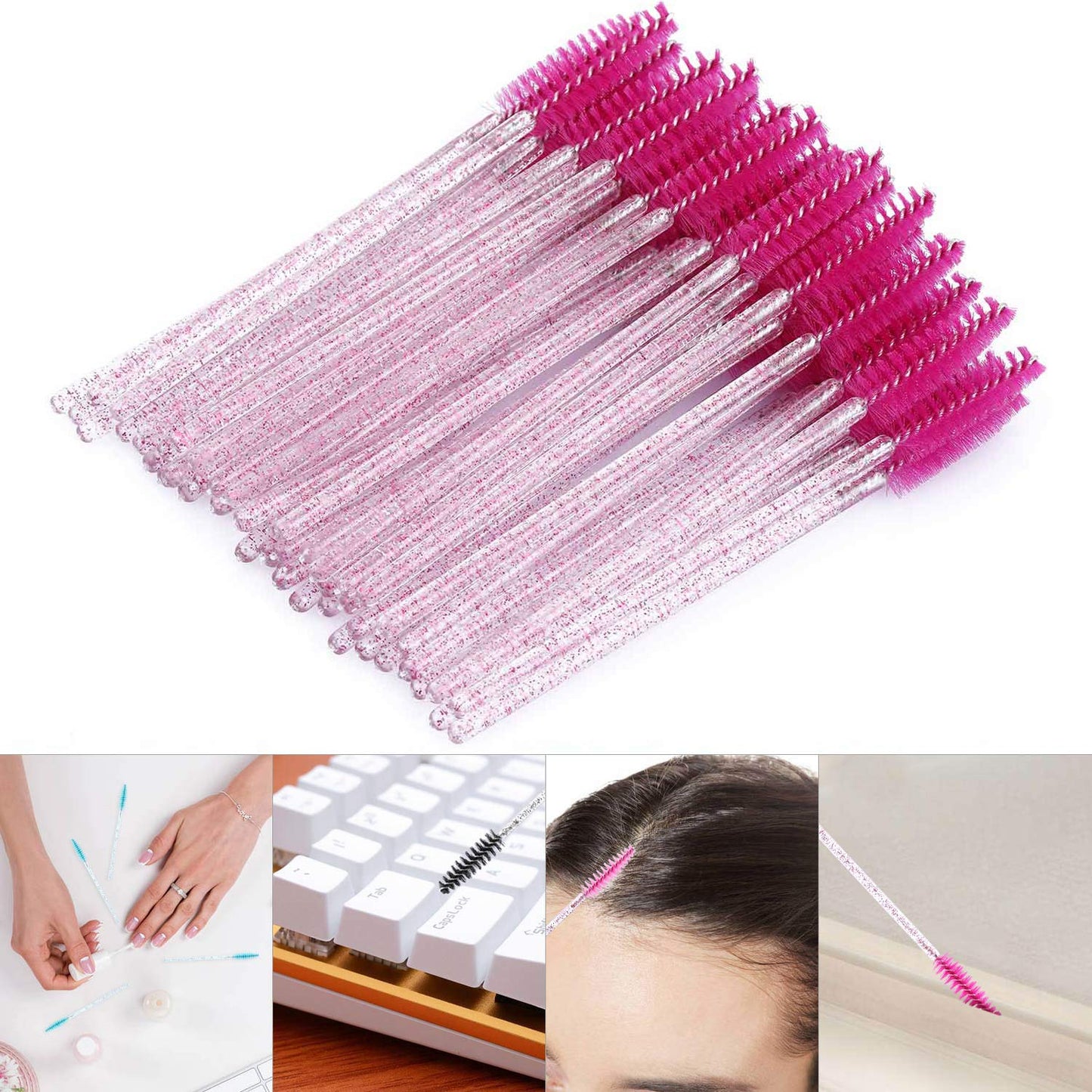 Tbestmax 2000 Disposable Mascara Wands Eyelash Brush Spoolies for Eyebrow Eye Lash Extension Colorful