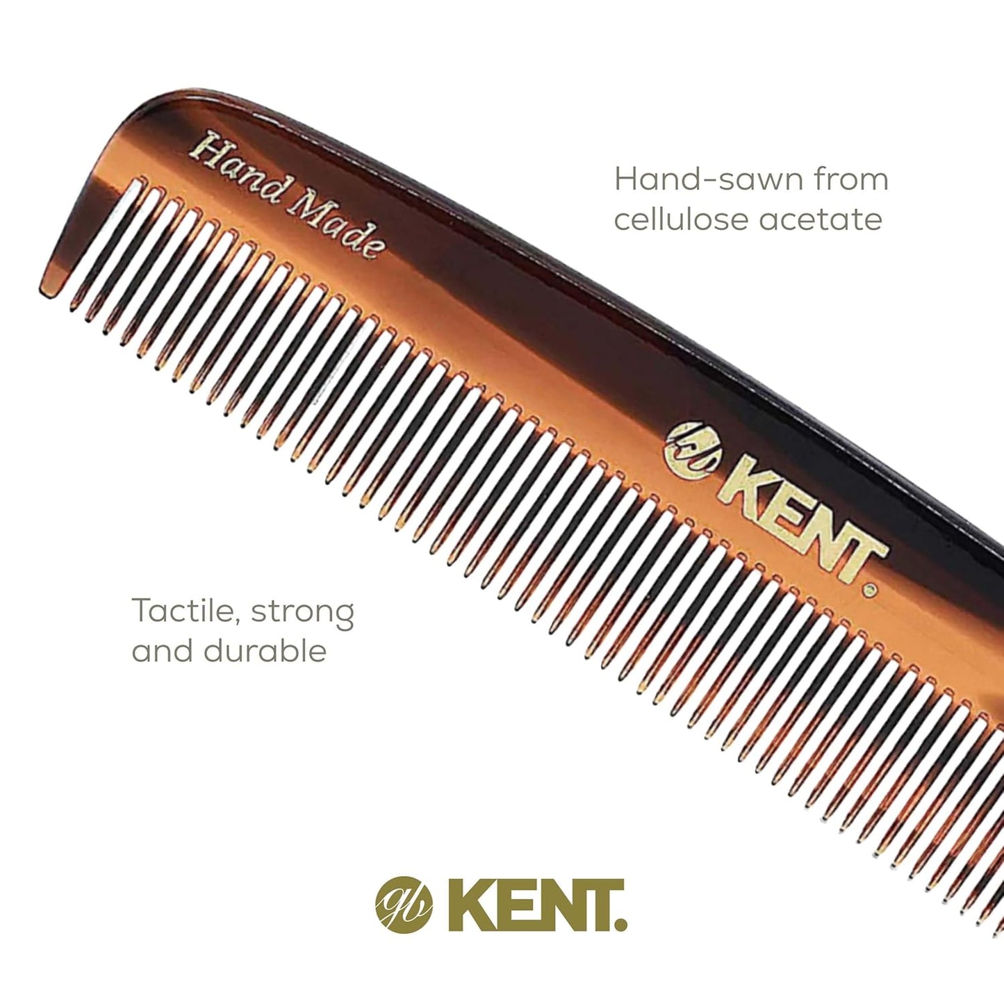 Kent 7T Handmade All Fine Tooth Pocket Comb for Men, Hair Comb Straightener for Everyday Grooming Styling Hair, Mustache and Beard, Use Dry or with Balms, Saw Cut and Hand Polished, Made in England