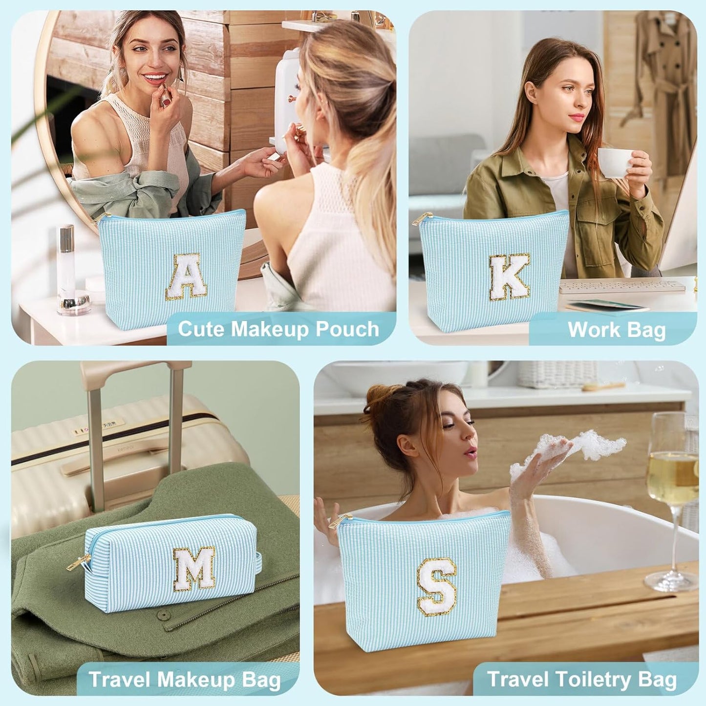 YOOLIFE Personalized Mothers & Graduation Gifts - Initial Cute Monogram Makeup Bags