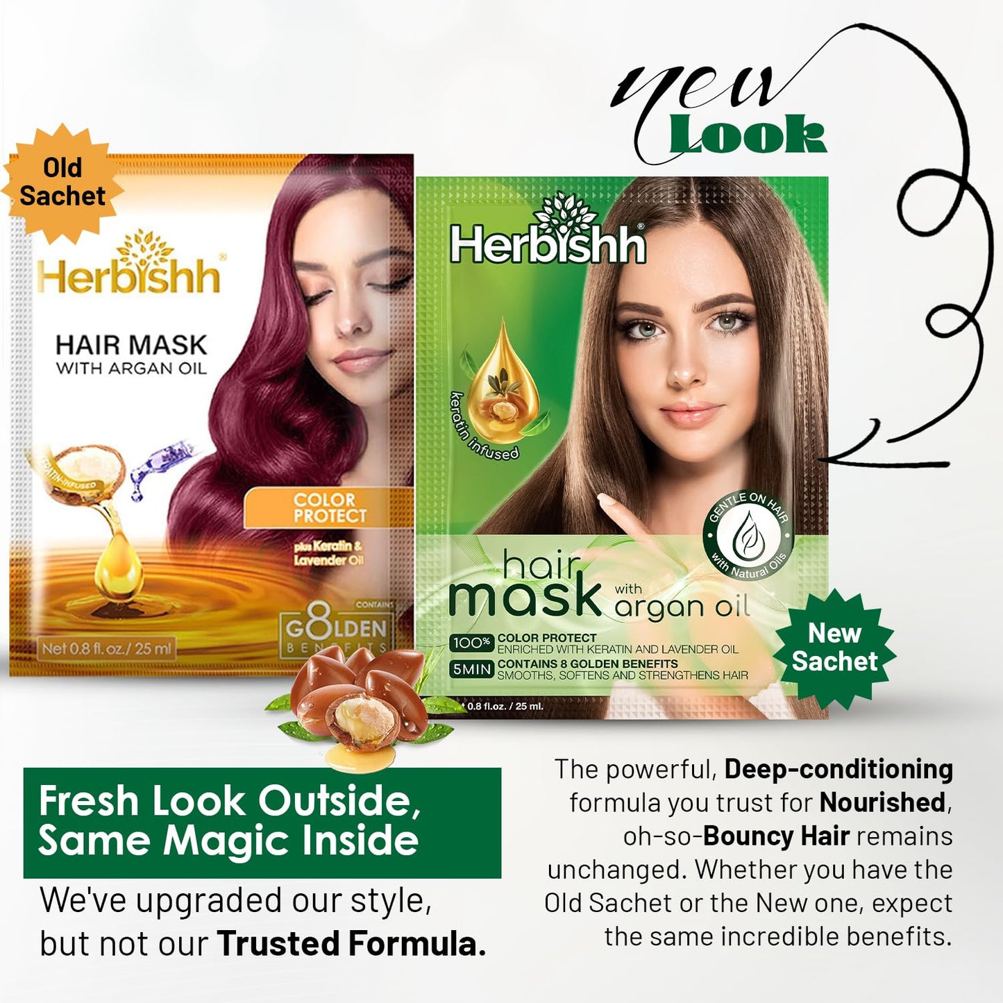 Herbishh Argan Hair Mask-Deep Conditioning & Hydration For Healthier Looking Hair-25gm for very Dry, Weak, Stressed Out Hair, No Sulphates, No Parabens