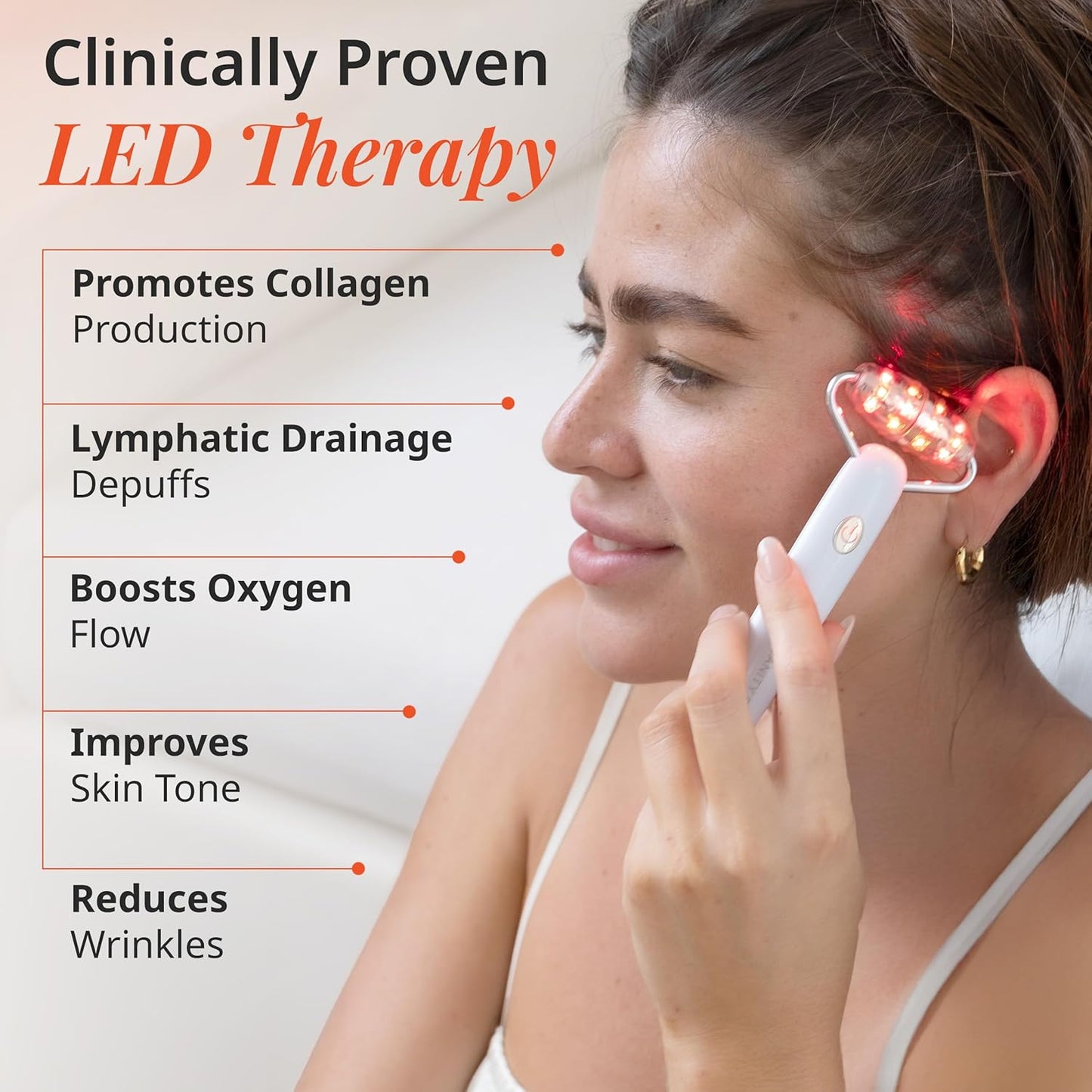 Vanity Planet Mila Contour & Define LED Facial Roller - 3-in-1 Skin Massager with Cooling, Sonic Vibration & Red Light - Ergonomic Anti-Aging Face Tool for Firming & Relaxation