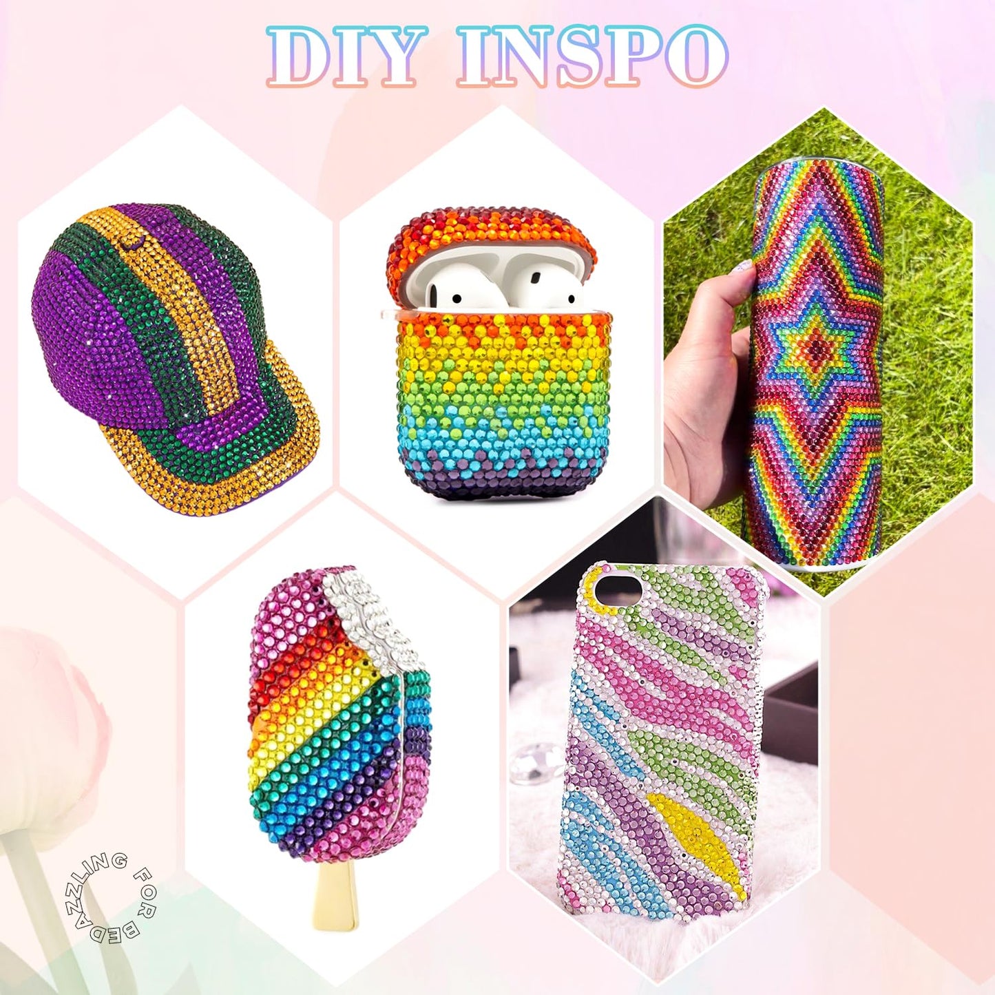 12600Pcs Resin Rhinestones for Bedazzling with 3Pcs B7000 Jewelry Glue, Multicolor 4mm Flatback Gems Rhinestones for Crafting, Clothing Tumblers Mugs Shoes Fabric Decor Nail Art