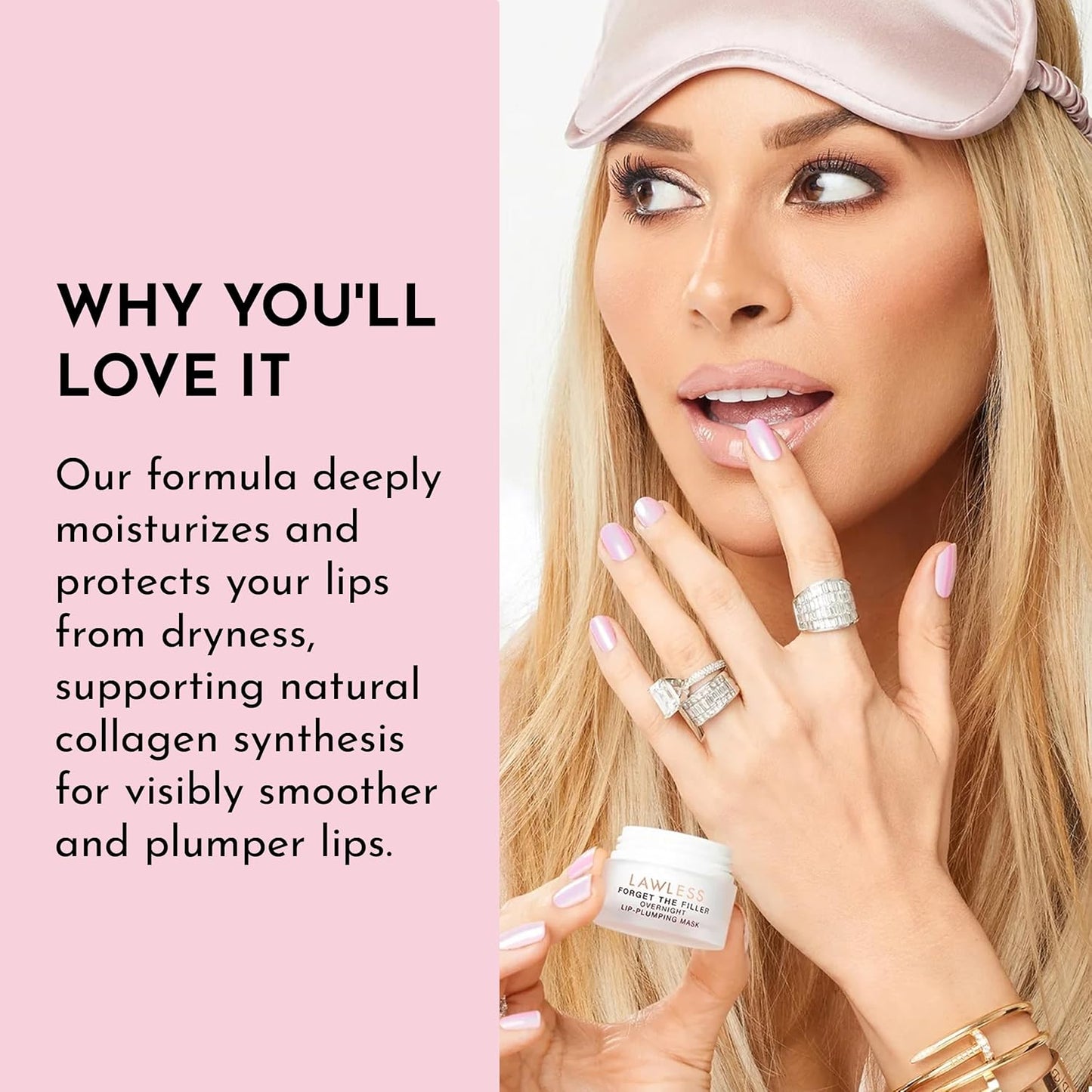 Lawless Women's Forget The Filler Overnight Lip Plumping, Juicy Watermelon, Pink, 0.28 Ounce (Pack of 1)