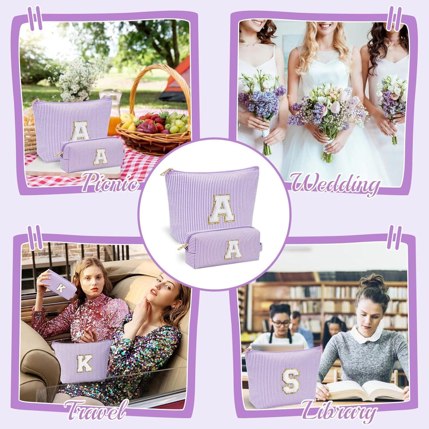 YOOLIFE Birthday Gifts for Women - Birthday Gifts Idea for Her Friends Female Teacher | Personalized Cute Makeup Bag for Women Girlfriend | Cosmetic 2 Pieces Toiletry Makeup Pouch Mothers Day Gifts L