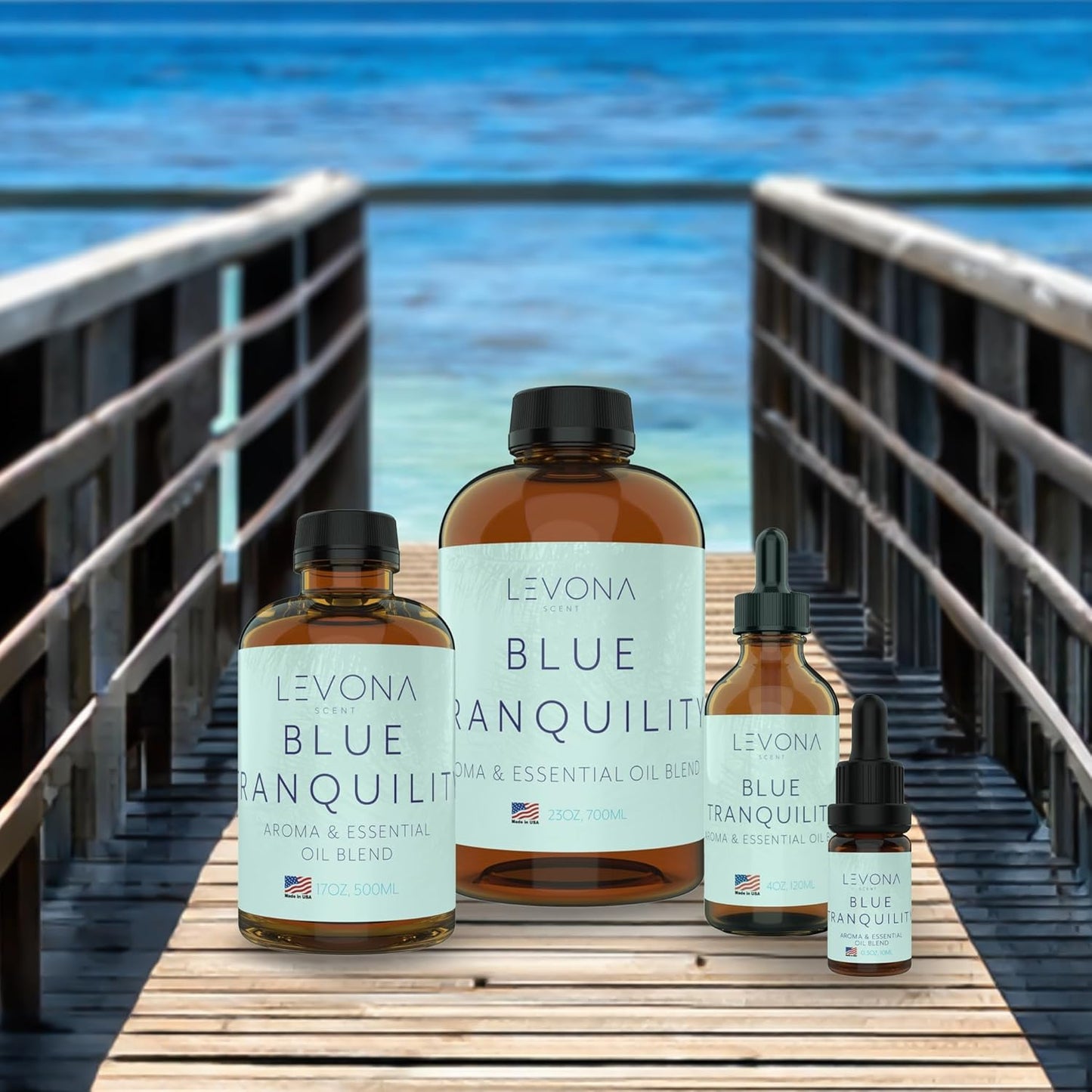 Levona Scent Pure Essential Oils: Blue Tranquility Aromatherapy Oils - Home Luxury Scents for Diffusers For Home, Hotel & Office - Scented Fragrance Oil Blends - Essential oil for Humidifiers - 500 Ml
