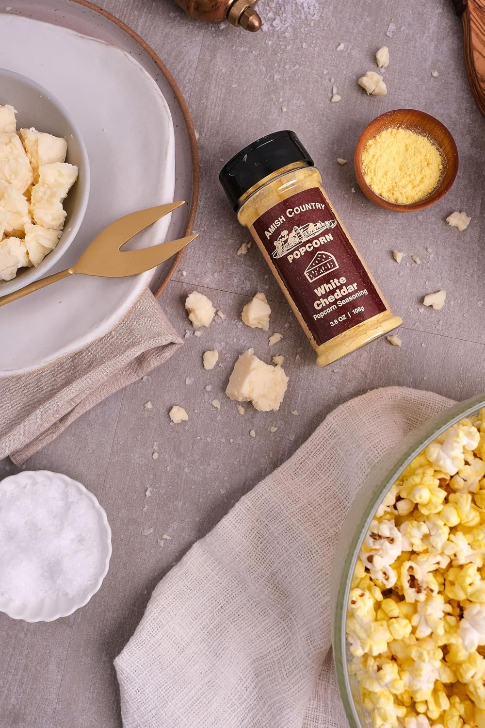 Amish Country Popcorn | White Cheddar Cheese - 3.8 oz Popcorn Seasoning | Old Fashioned, Non-GMO and Gluten Free