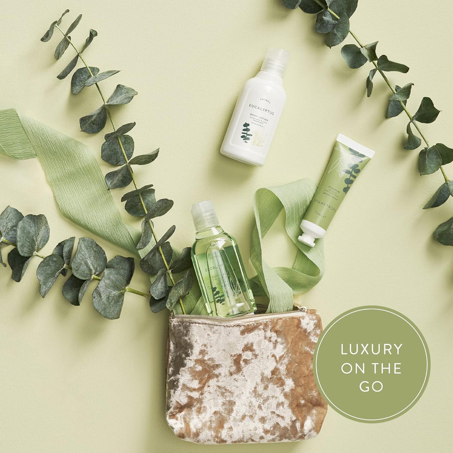 Thymes Travel Set and Beauty Bag - Contains Body Wash, Body Lotion & Hand Cream - Eucalyptus