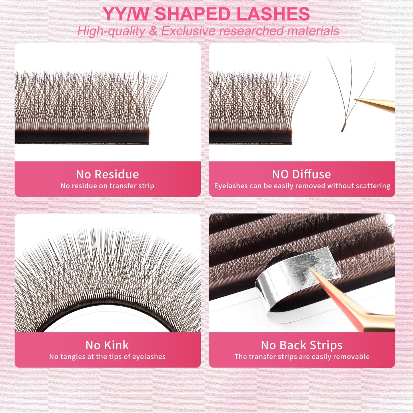 Lash Extensions Brown 4D Eyelash Extensions W Lashes 0.07mm Thickness D Curl Lashes Mix 8-15mm Colored Lashes Soft Lash Trays Pestañas Pelo a Pelo Individual Lashes(W-Brown-4D-0.07-D,8-15mm)