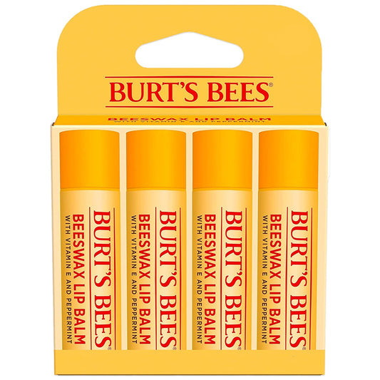 Burt's Bees Lip Balm - Original Beeswax, Lip Moisturizer With Responsibly Sourced Beeswax, Tint-Free, Natural Origin Conditioning Treatment, 4 Tubes, 0.15 oz.