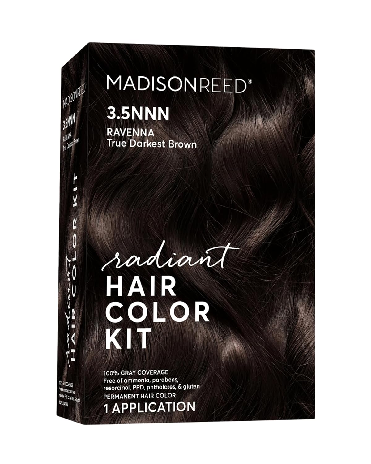 Madison Reed Radiant Hair Color Kit | 3.5NNN Darkest Brown-Black (Ravenna Brown) 100% Maximum Gray Hair Coverage | Permanent Hair Dye for Resistant Grays | PPD-Free & Ammonia-Free |1 Pack