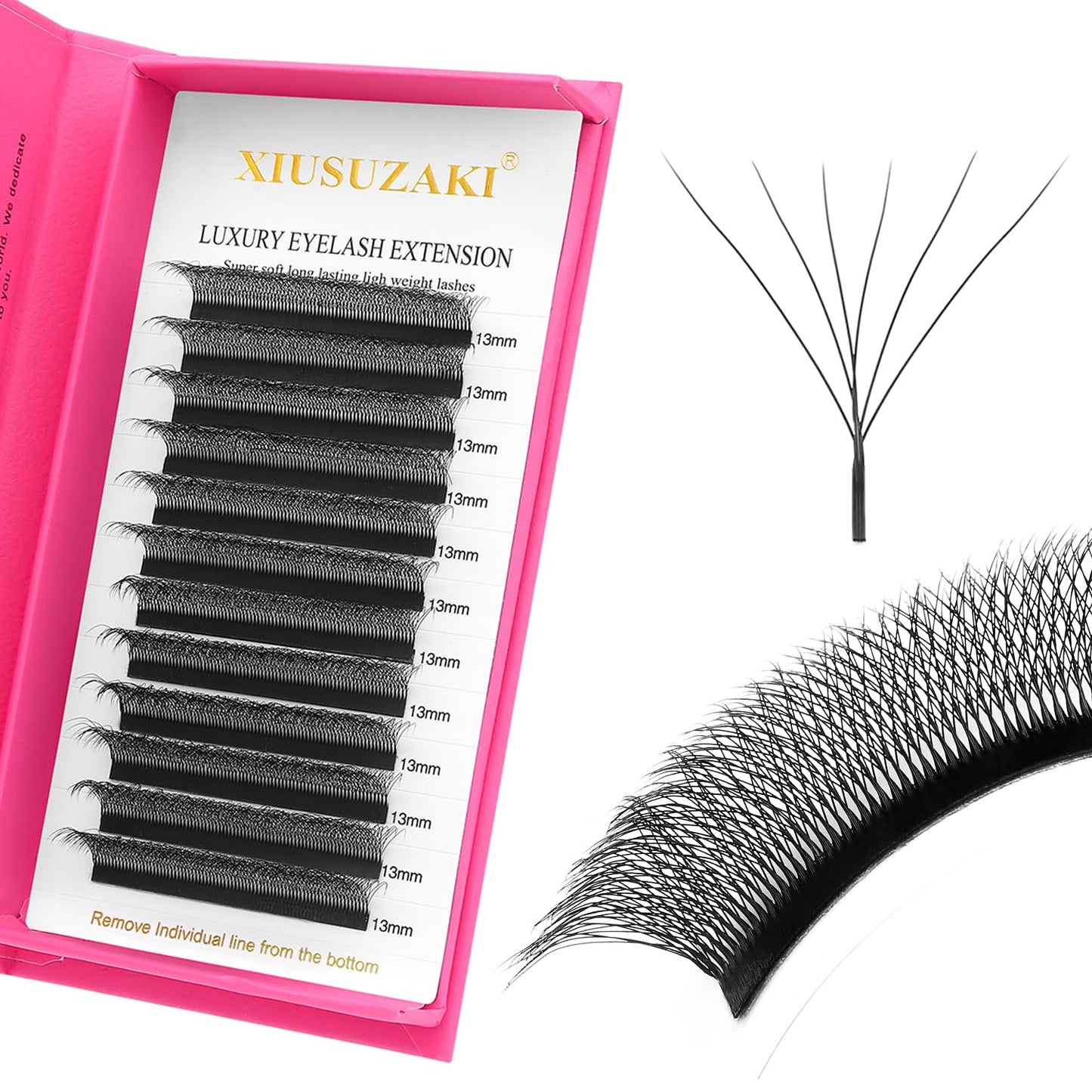 W Lash Extensions Supplies 7D Eyelash Extensions W Shape 0.07mm Thickness D Curl 12mm Premade Fans Easy Fan Lashes Volume Matte Black 12 Rows Crisscross Eye Lashes(W-7D-0.07-D,12mm)