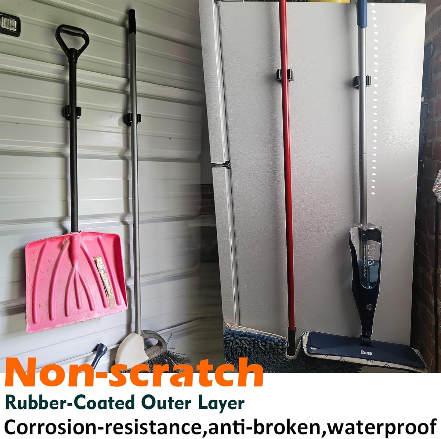 MUTUACTOR Magnetic Broom Holders,8PCS Anti-Slip Magnetic Mount Storage Broom Holder with Rubber Grippers, 12lbs Heavy Duty Magnetic Tool Holder for Work Garage Laundry Kitchen RV Van Accessories