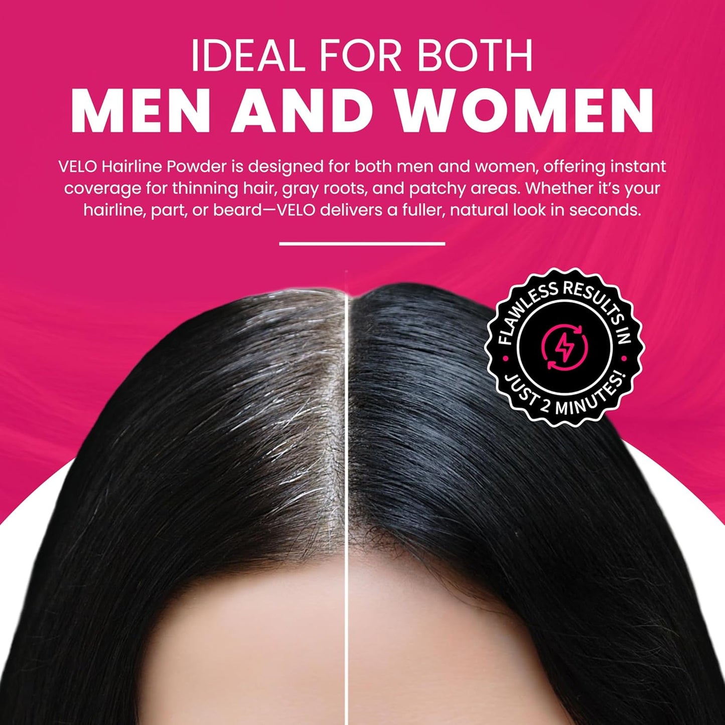 VELO Hairline Powder–MEDIUM BROWN Hair Root Touch Up Powder for Women & Men–Instantly Covers Gray Hair, Thinning Hair & Bald Spots–Sweatproof Root Cover Up–Puff & Mirror Compact, 13 Shades