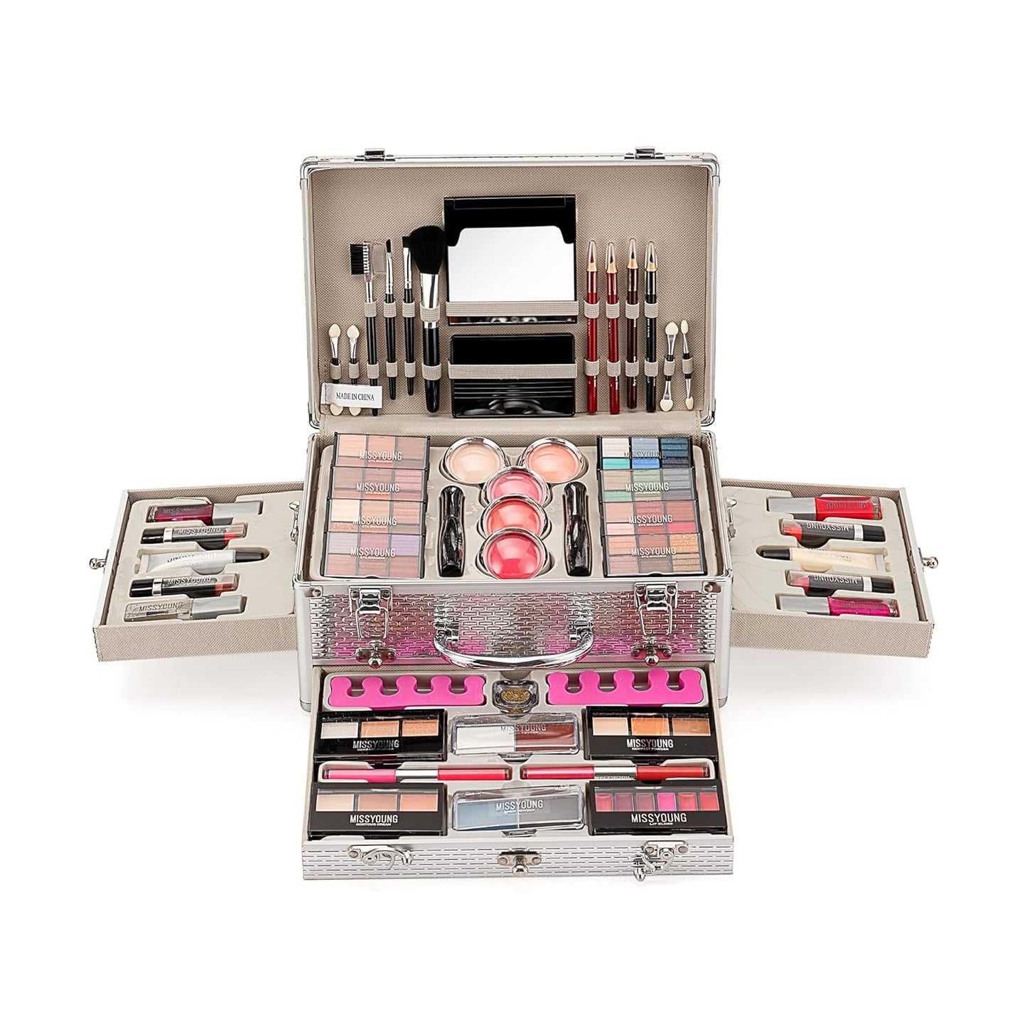 All-in-One Makeup Gift Set Carry All Makeup Kit for Women Full Kit With Aluminum Case Lipgloss Lipstick Concealer Blush Foundation Face Powder Eyeshadow Palette Cosmetic Palette #2