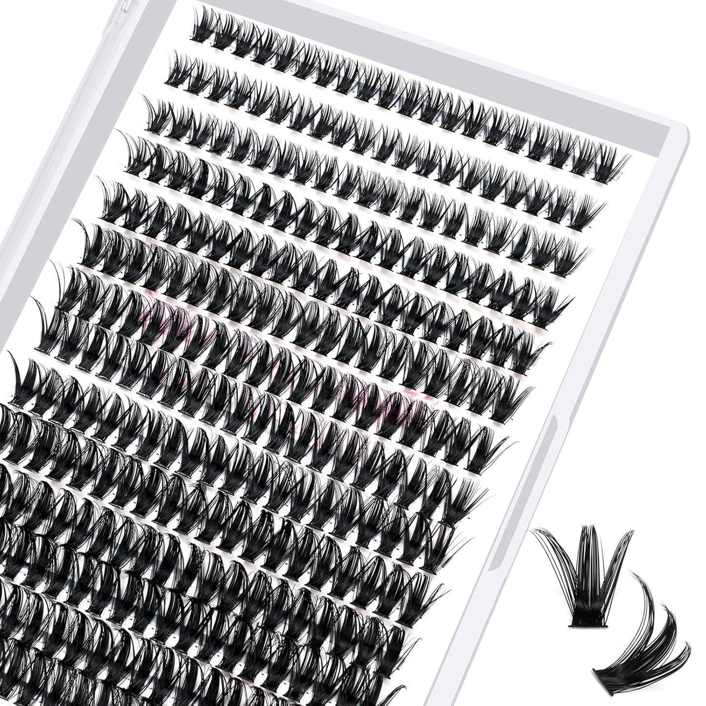 PRO LASHBEAUTY 280 Pcs Individual Lashes 50D-D-0.07-14 Cluster C D Curl Wispy Bottom DIY Lashes At Home