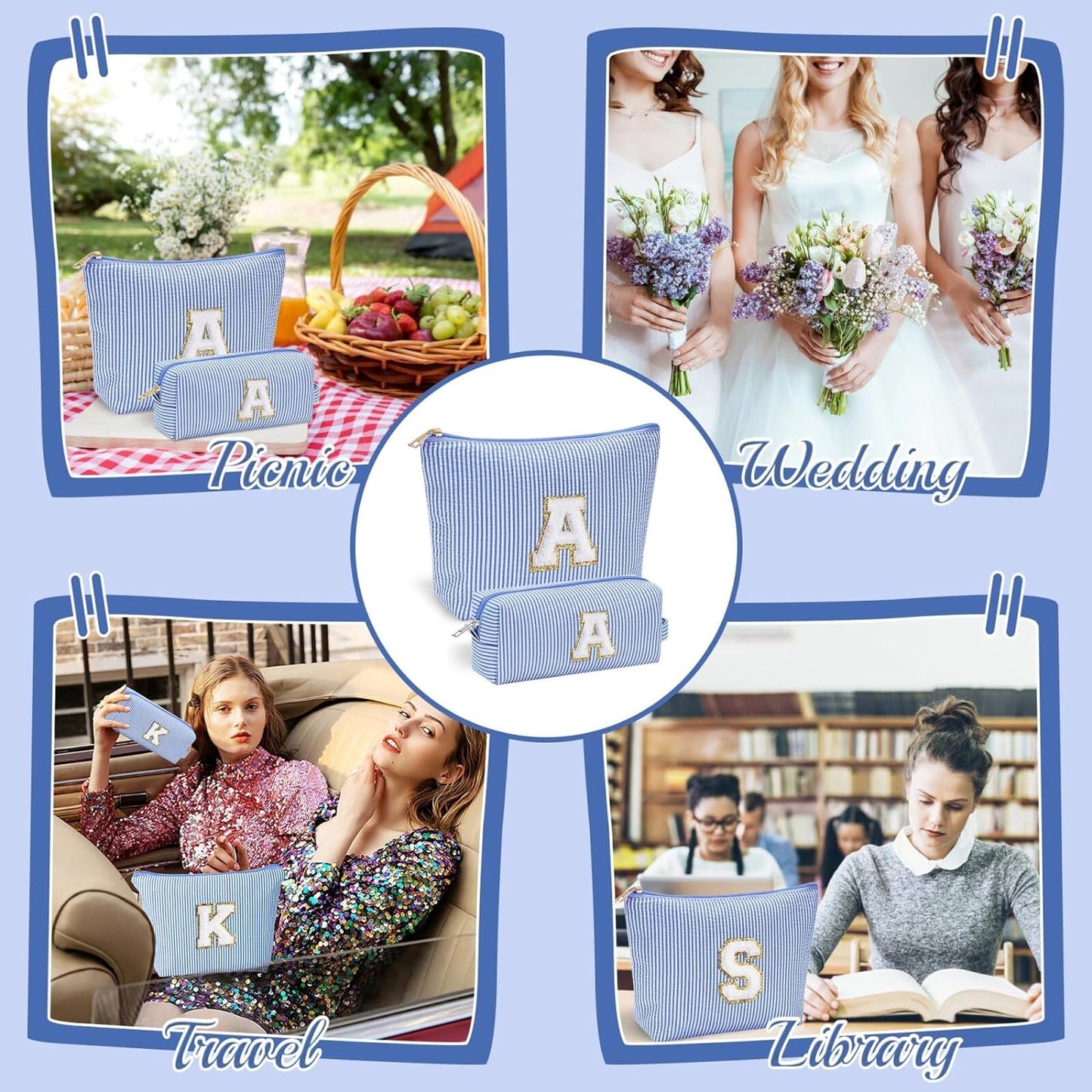 YOOLIFE Personalized Travel Makeup Bag - Cute Cosmetic & Skin Care Bag for Sister, Wife, Friend, Engagement, Wedding, Mother's Day Gift