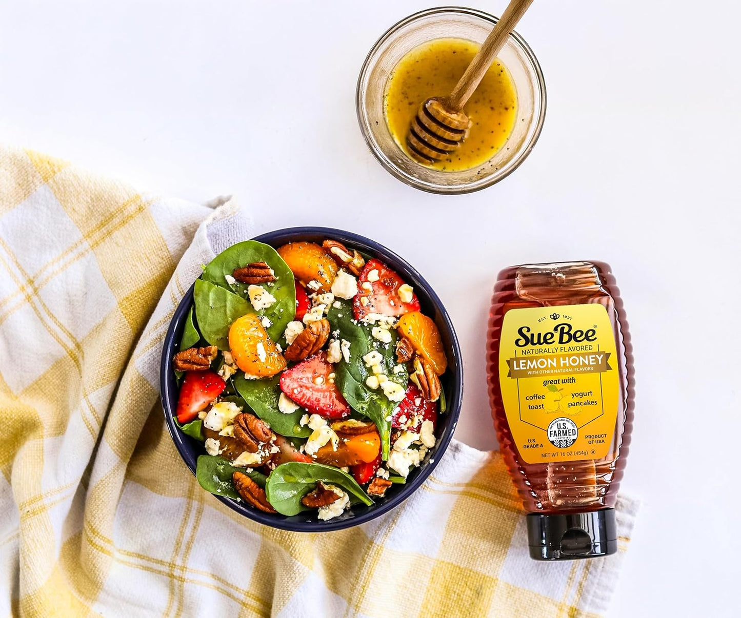 Sue Bee Naturally Flavored Lemon Honey For Tea and Water, Salads, Made in USA, 16 oz