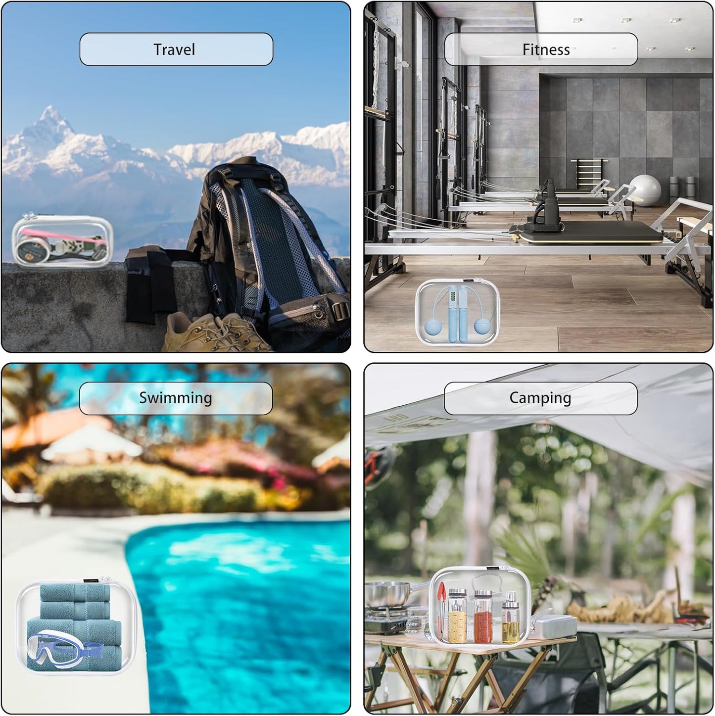 3 Pack Clear Hard Shell Zipper Case - Clear Waterproof Cosmetic Bag with Zipper, Kid's Toy Storage Organizer Bins, Charging Cables, creative journaling, painting brushes, Threads,Sketch Supplies