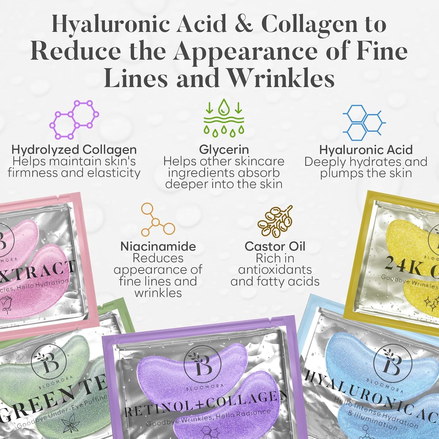 Variety Under Eye Patches (30 Pairs) | Eye Mask with Niacinamide & Hyaluronic Acid | Under Eye Patches for Dark Circles & Puffiness | Eye Masks for Eye Care