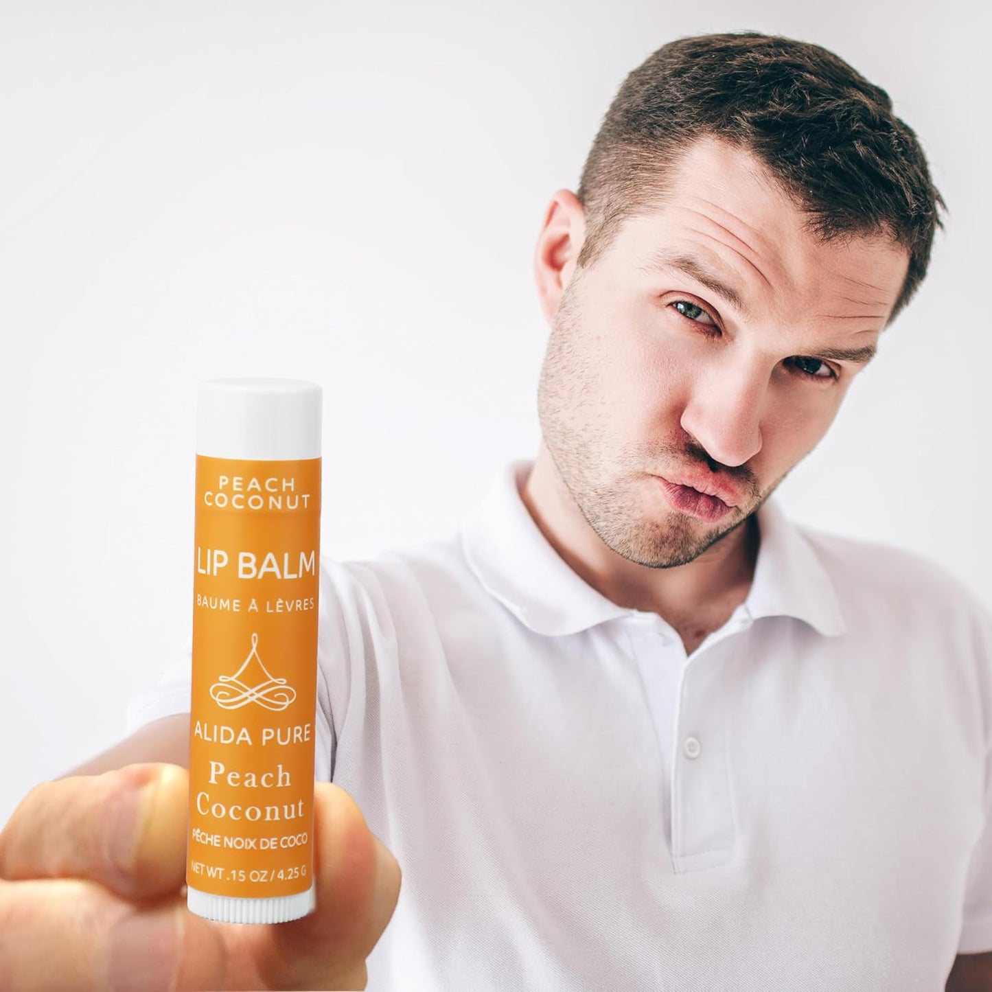 Peach Coconut Lip Balm Collection, Vegan Set, Lip Balm, Beeswax Free, with Organic Jojoba And Avocado Oil, Vitamin E, Natural Moisturizer for Dry, Chapped Lips, 3 Tube Set