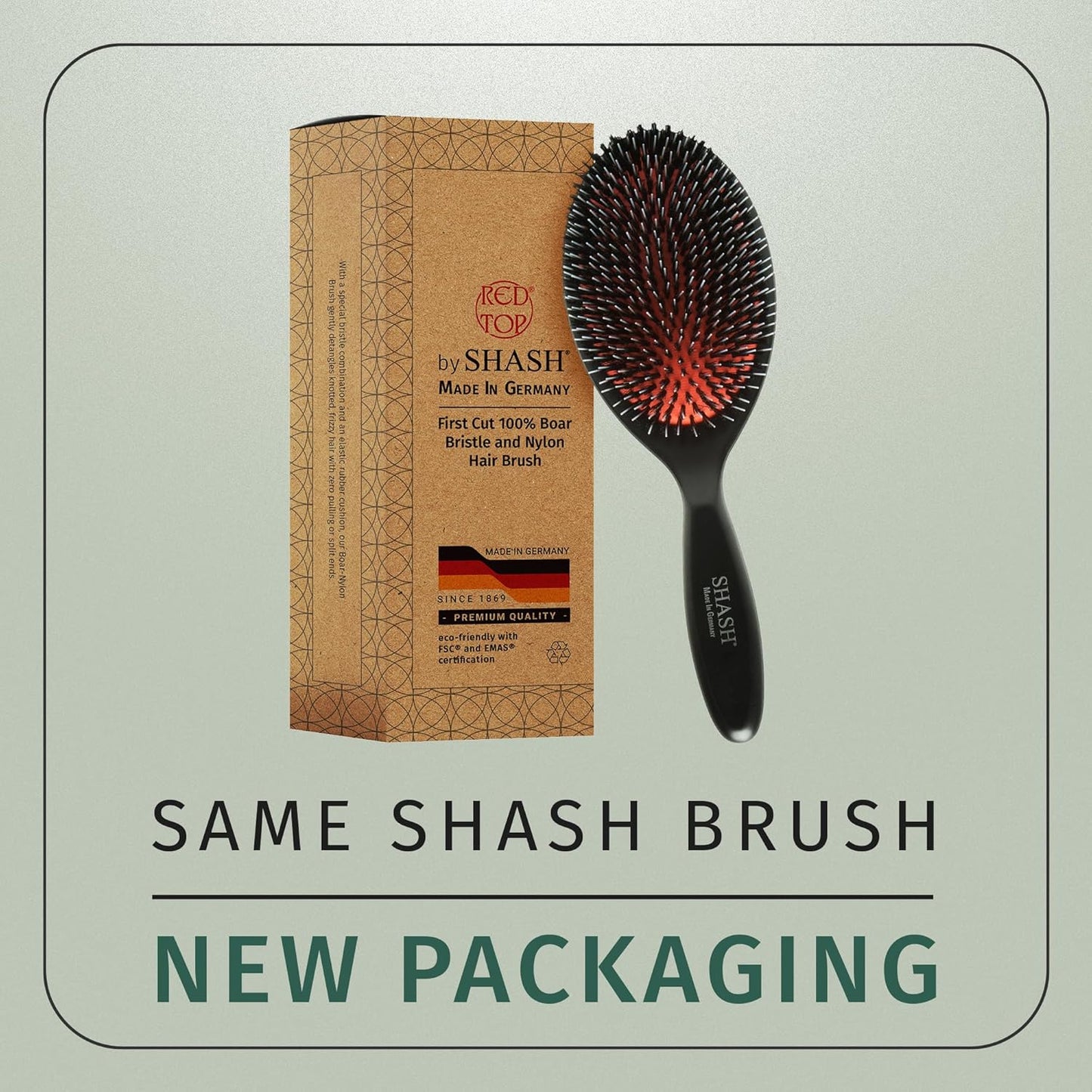 Since 1869 Hand Made In Germany - Nylon and 100% First Cut Boar Bristle Brush Suitable For Normal to Thick Hair - Gently Detangles, No Pulling or Split Ends - Softens Improves Texture, (Large)