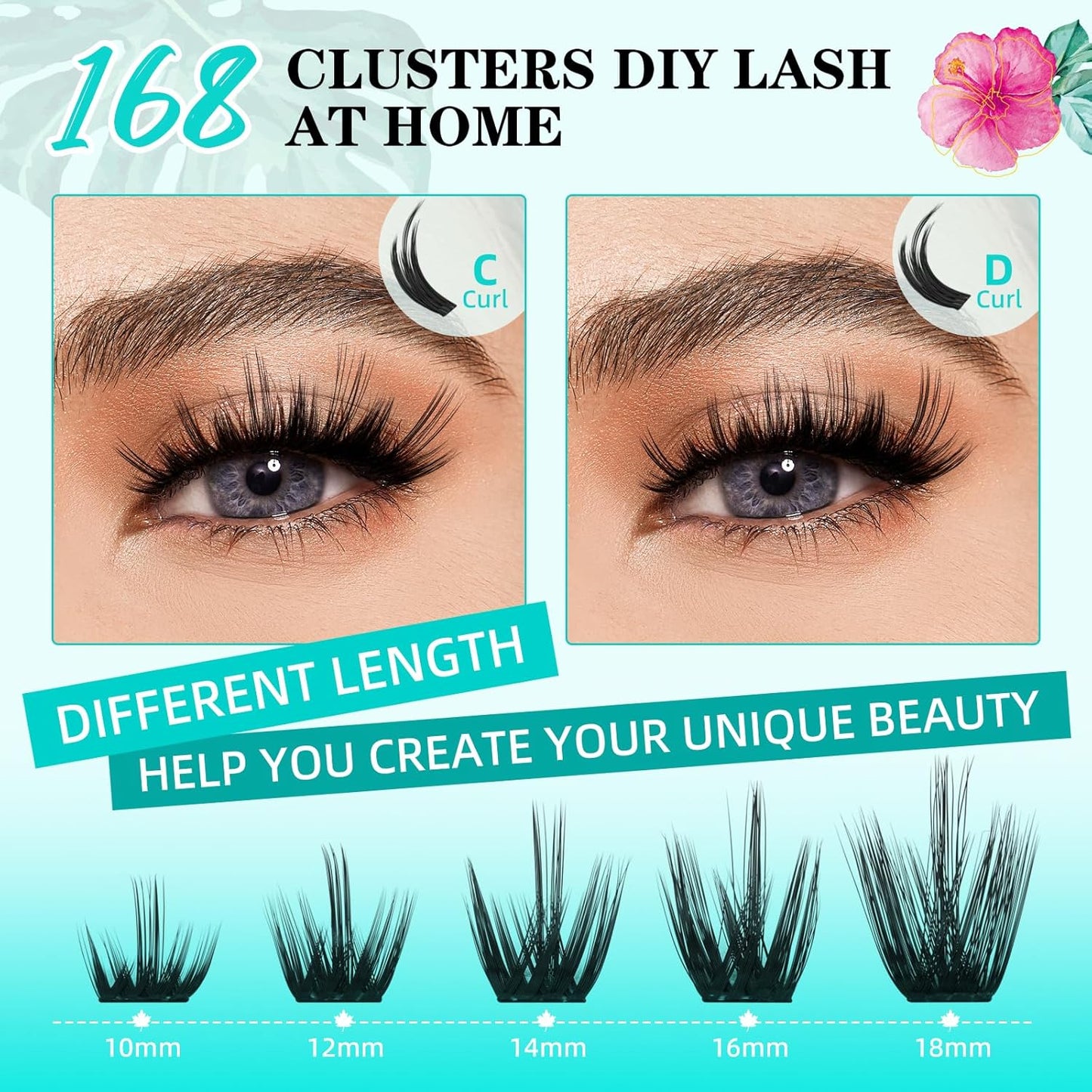 Lash Clusters Wet Look 168Pcs Eyelash Cluster Ultra-Thin Lash Band Eyelashes Extensions Spiky Anime Wide Span Lashes(Orchid,C-10mm)