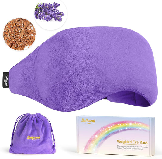 Weighted Eye Mask for Sleeping, Soft Heated Eye Mask, Moist Heat Warm Compress for Eyes, Natural Lavender & Flaxseeds Microwave Reusable Sleep Mask, Must Haves for Women Spa, Home, Office