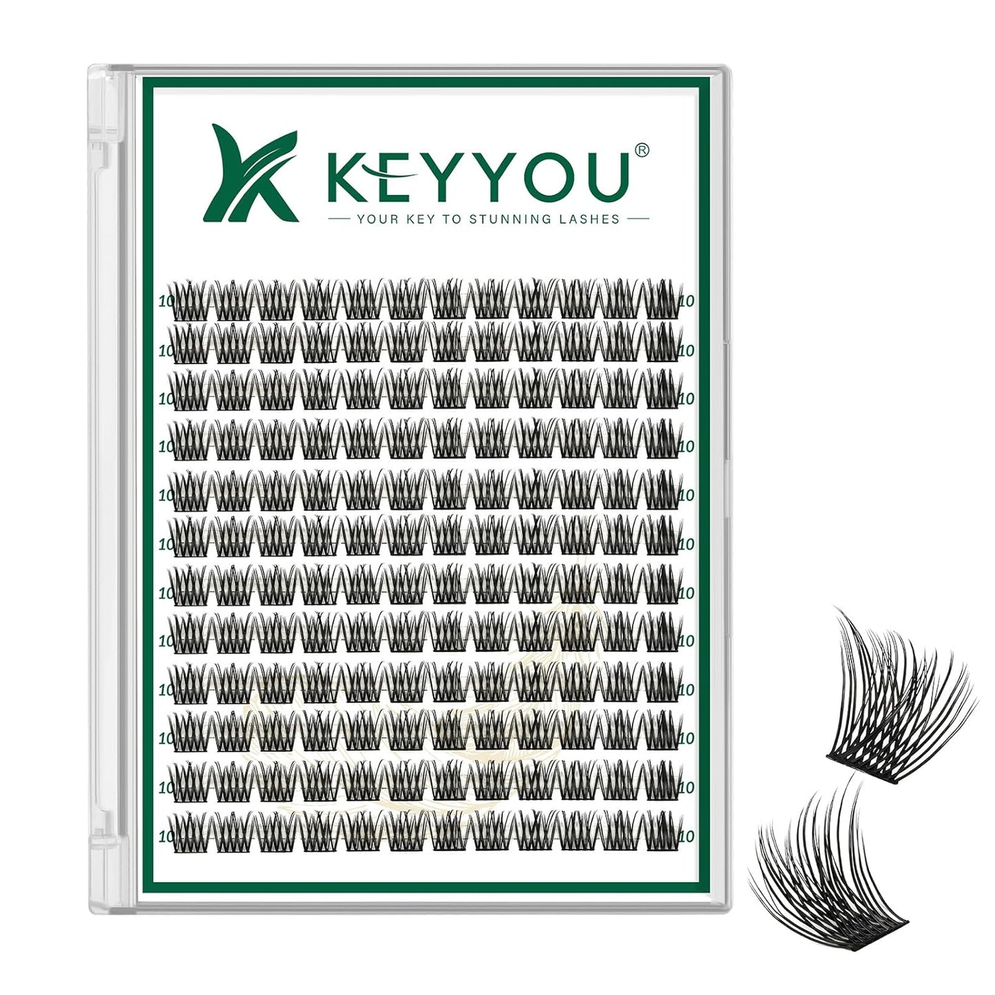 Lash Clusters 144pcs Individual Lashes D Curl 10mm Eyelash Clusters KEYYOU Air Touch Cluster Lashes Super Lightweight Soft Wispy Comfortable Easy DIY at Home(Air02-D-10mm)