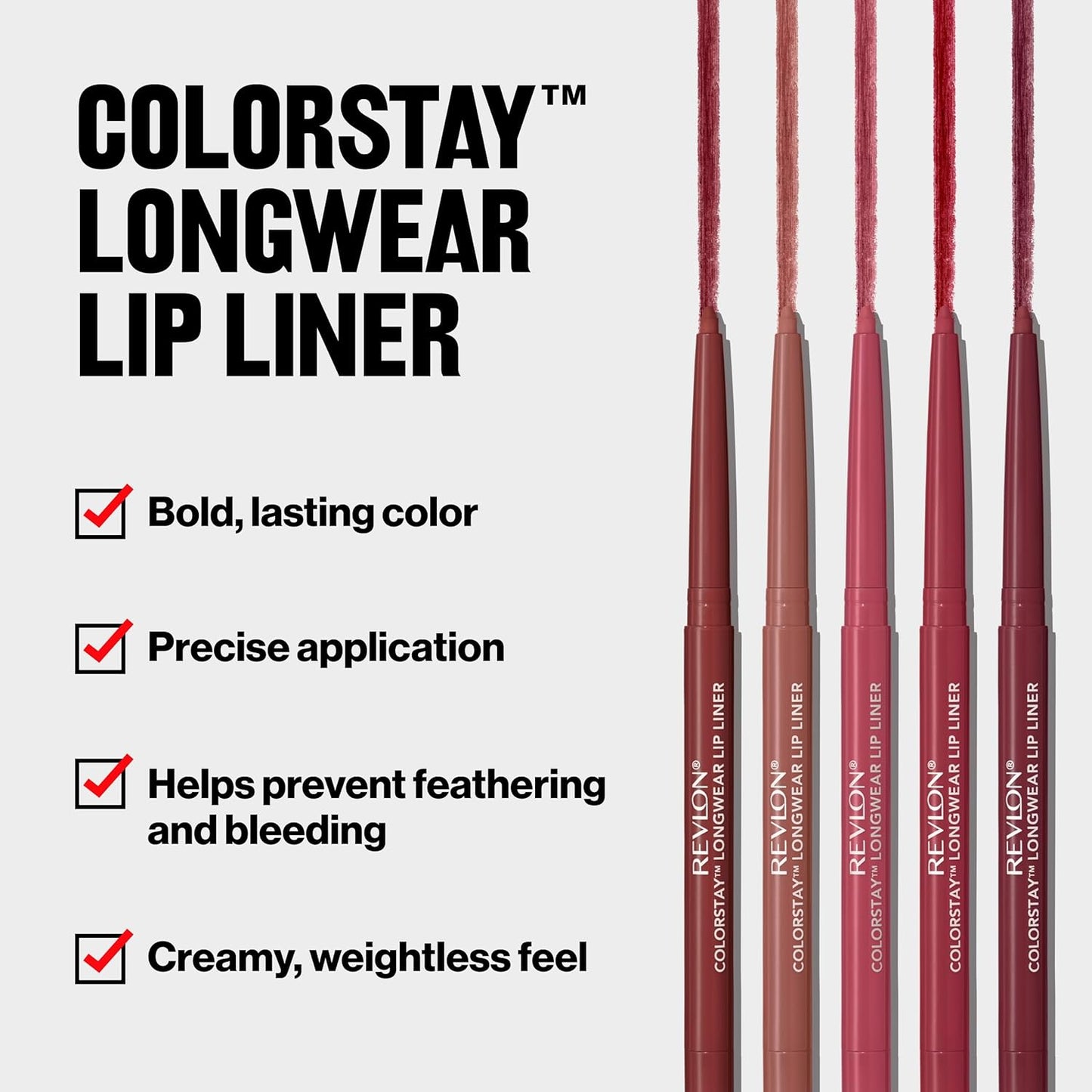 Revlon Colorstay Lip Liner Makeup with Built-in-Sharpener, Longwear Rich Colors, Smooth Application, 630 Nude, 0.01 oz