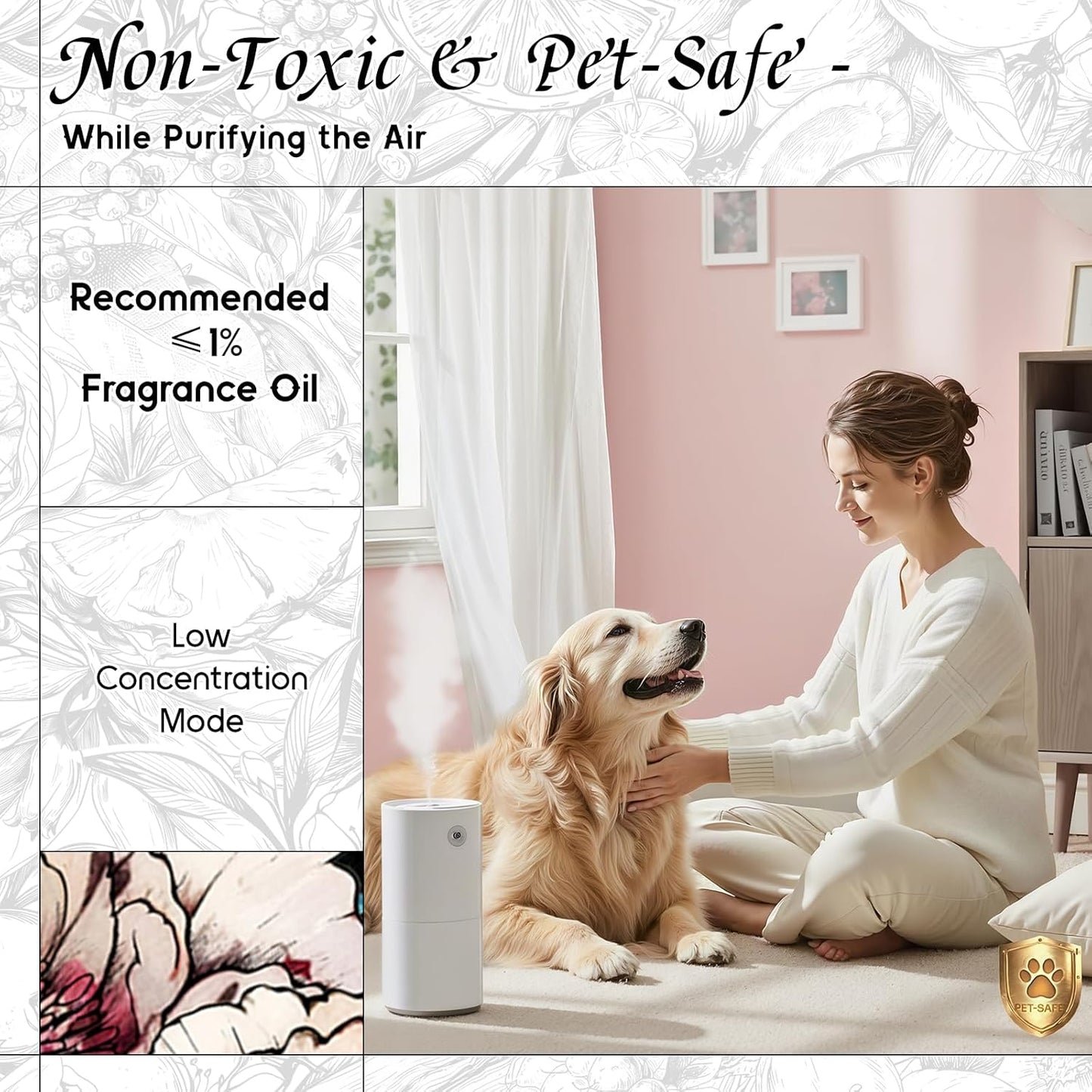 HIQILI Peony Fragrance Oil for Home Diffuser, Idea for Making Candle, Women's Perfume, Car Air Freshener, Skin & Body Care - 1 Fl Oz