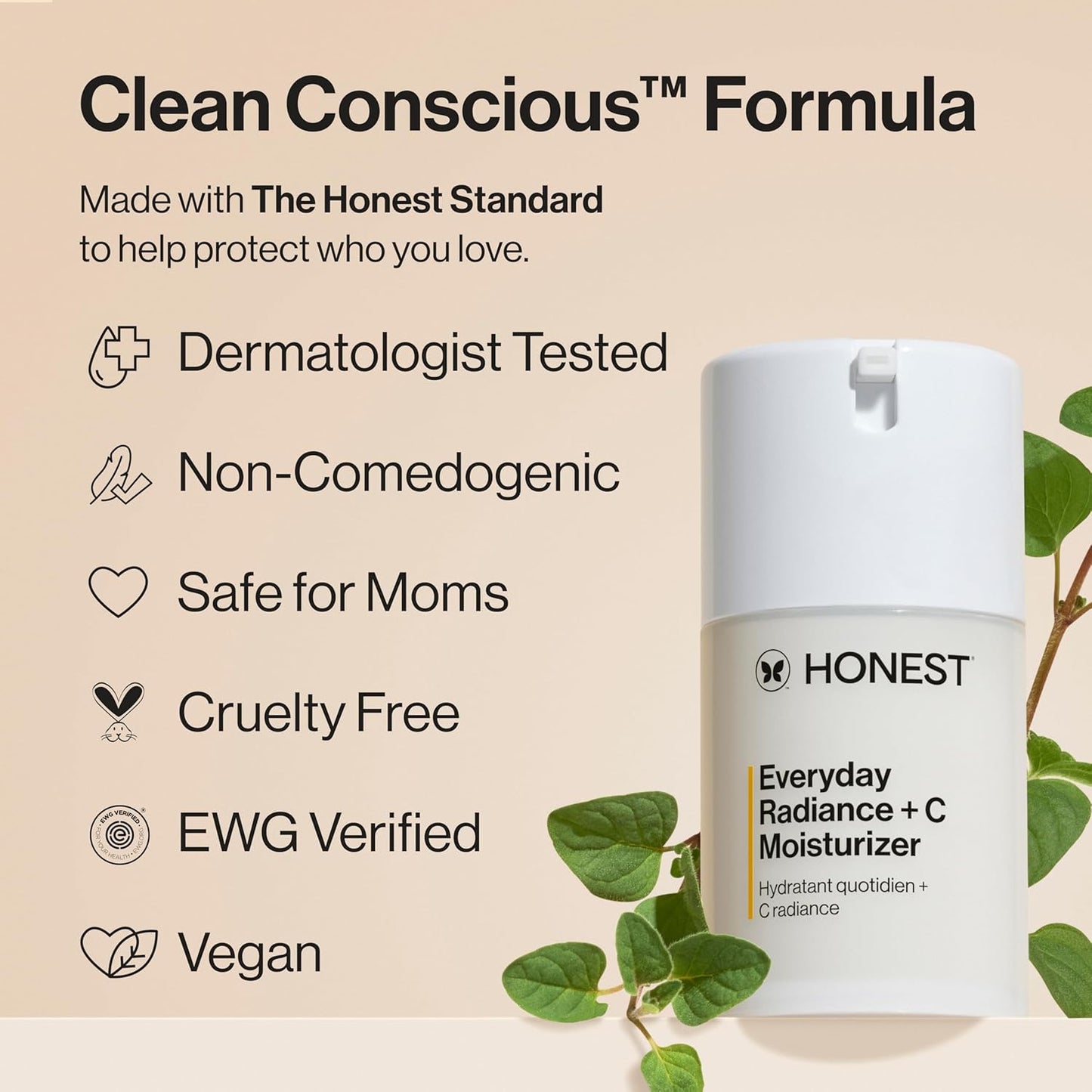 Honest Beauty Everyday Radiance Vitamin C Lightweight Moisturizer | Brightens + Improves Skin Tone | Gentle for Sensitive Skin, Fragrance Free, Vegan | 1.7 fl oz