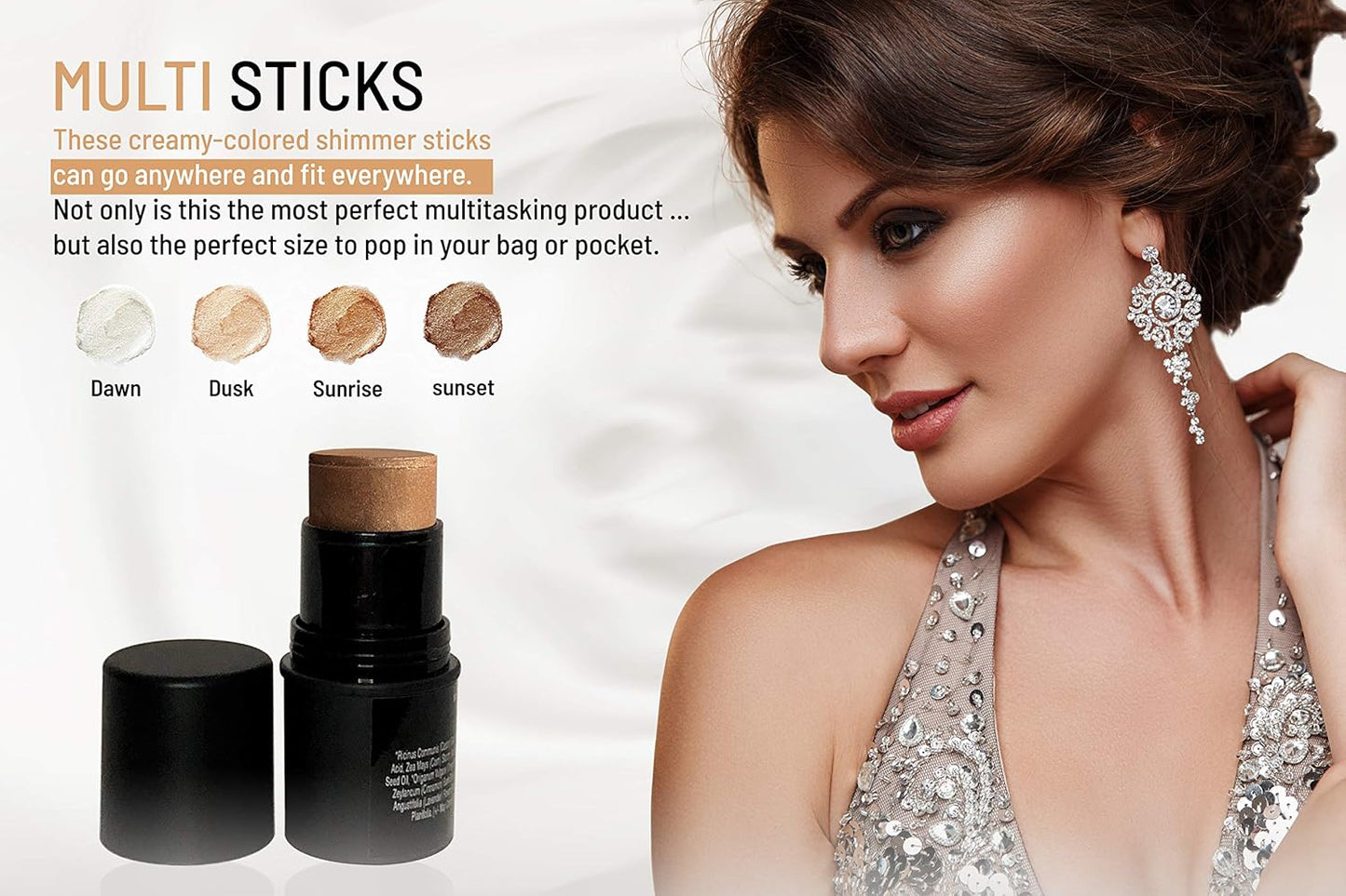 Natural Organic Multi Cream Sticks, Highlighter and Bronzers 100% Natural, Vegan, Gluten Free, Cruelty Free, Made in the USA, 0.18 oz. (Sunrise)