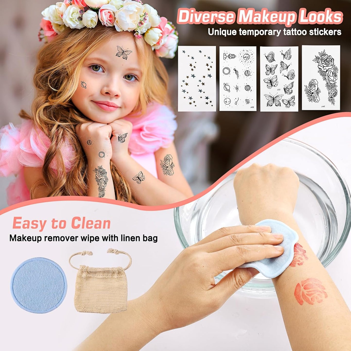 Anpro All-In-One Makeup Carry Case with Pro Teen Makeup Set, Full Starter Cosmetics Kit with Makeup Brushes, Eye Shadows Palette, Blushes, Glitter Gel, Temporary Tattoo Stickers - Colorful